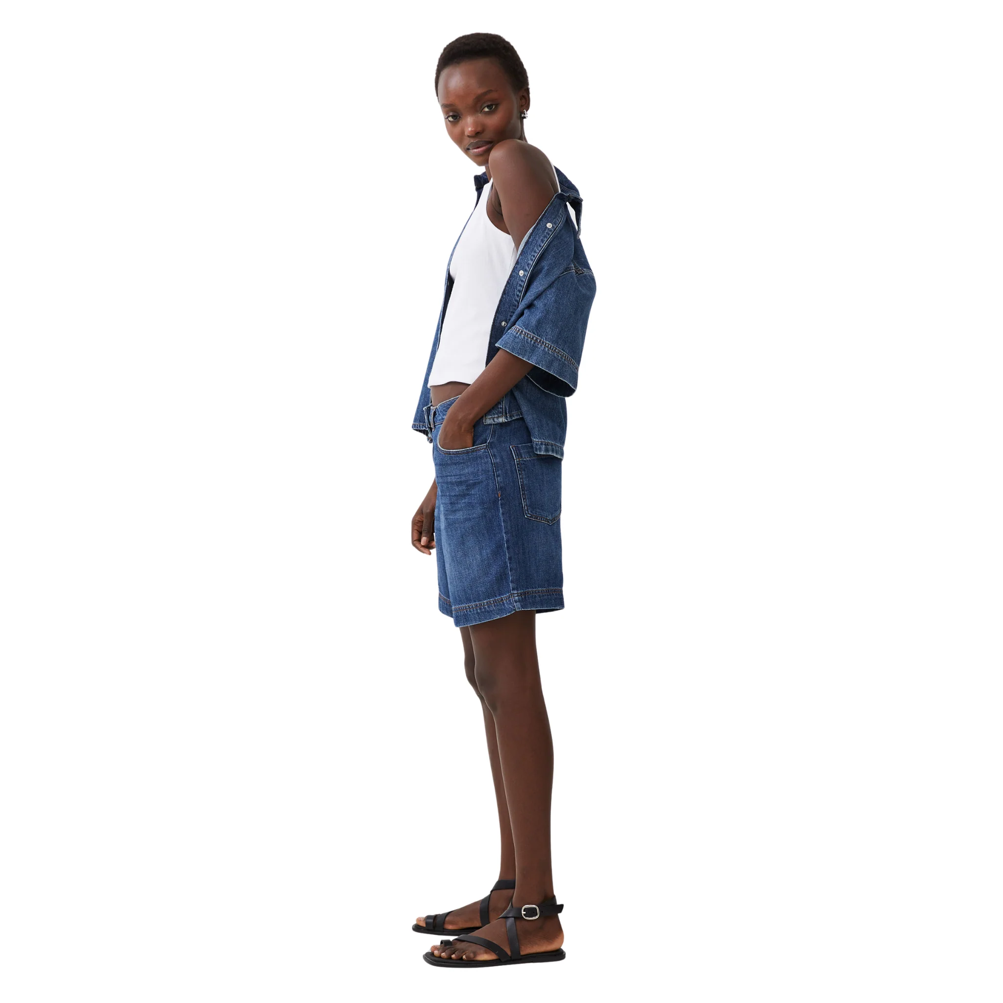 Womens French Connection Vintage Wash Finley Denim Shorts - Image 4