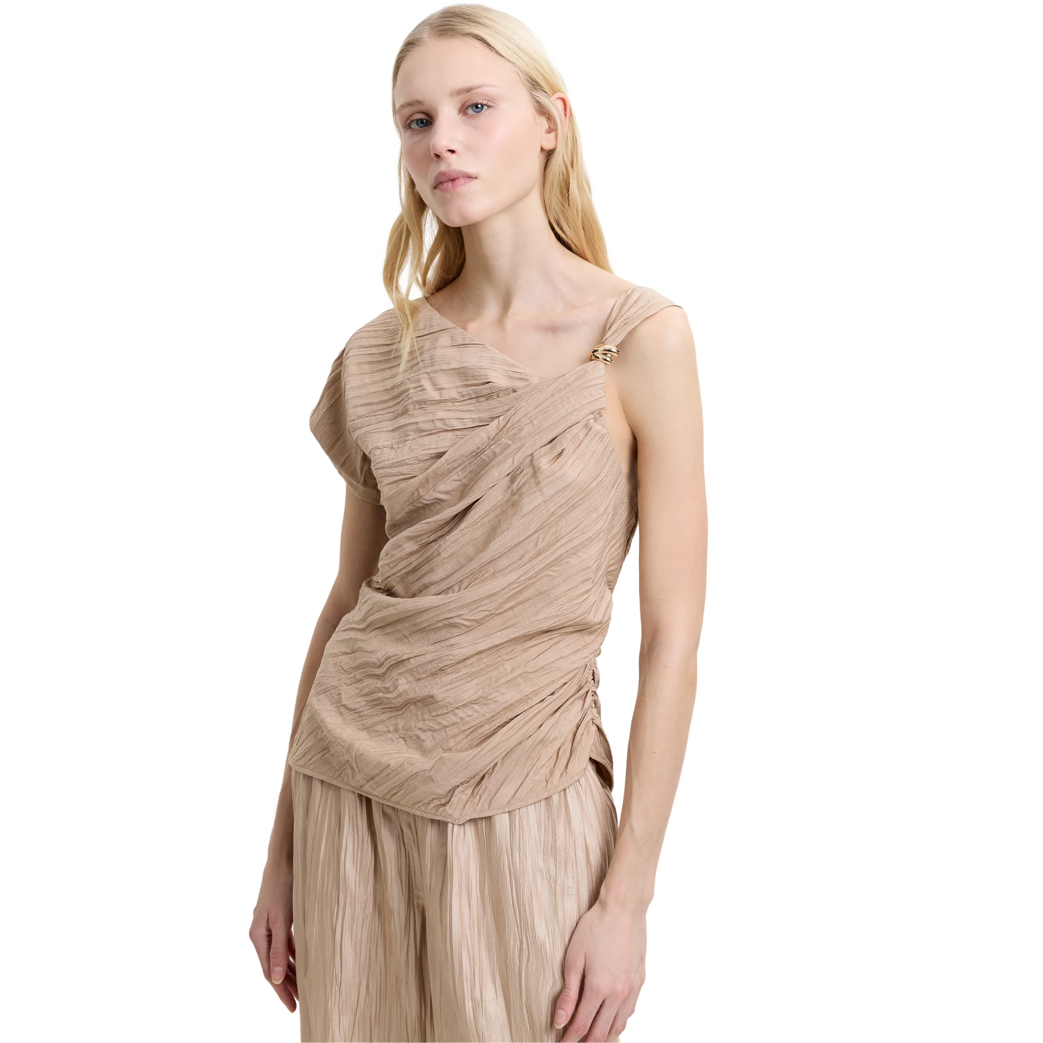 Womens French Connection Warm Neutral Novie Asymmetric Top - Image 2