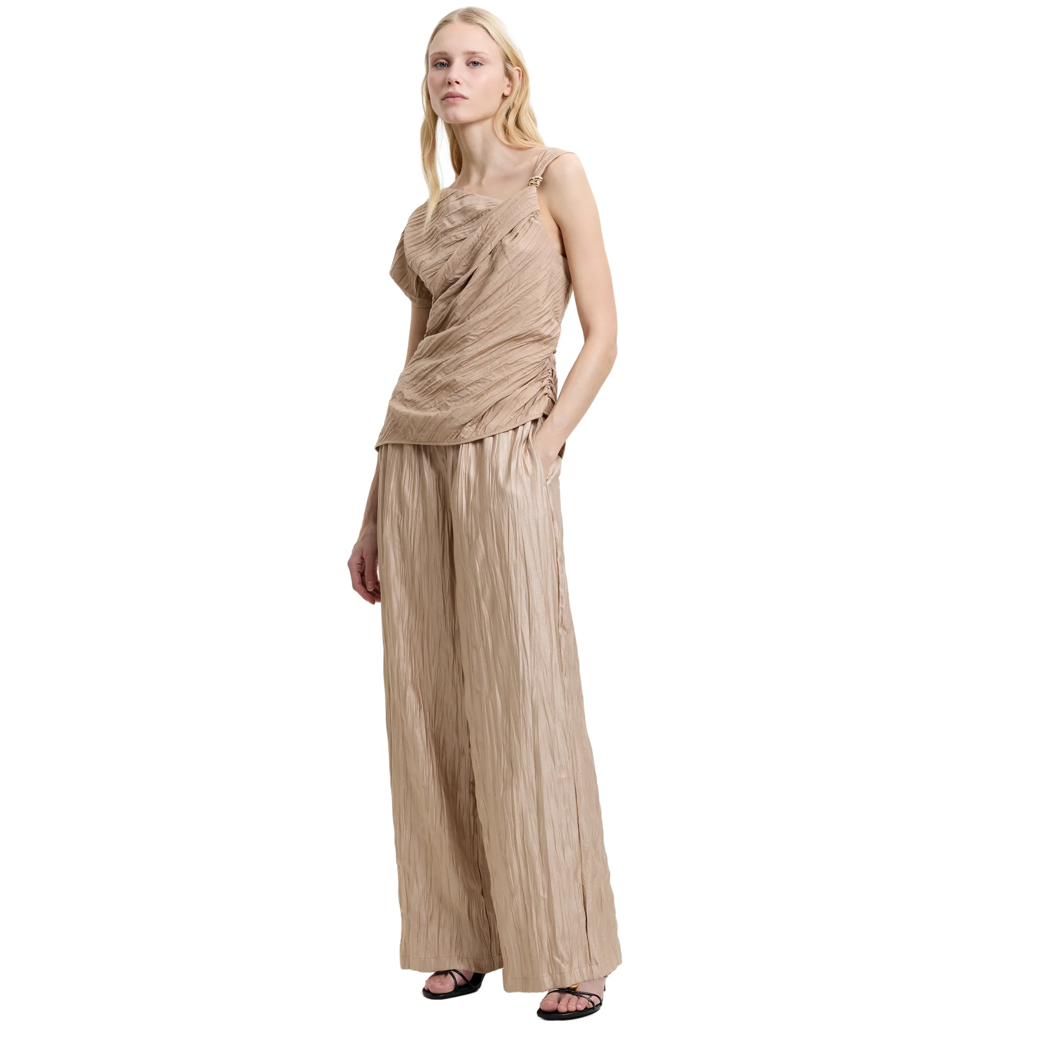 Womens French Connection Warm Neutral Novie Asymmetric Top - Image 4
