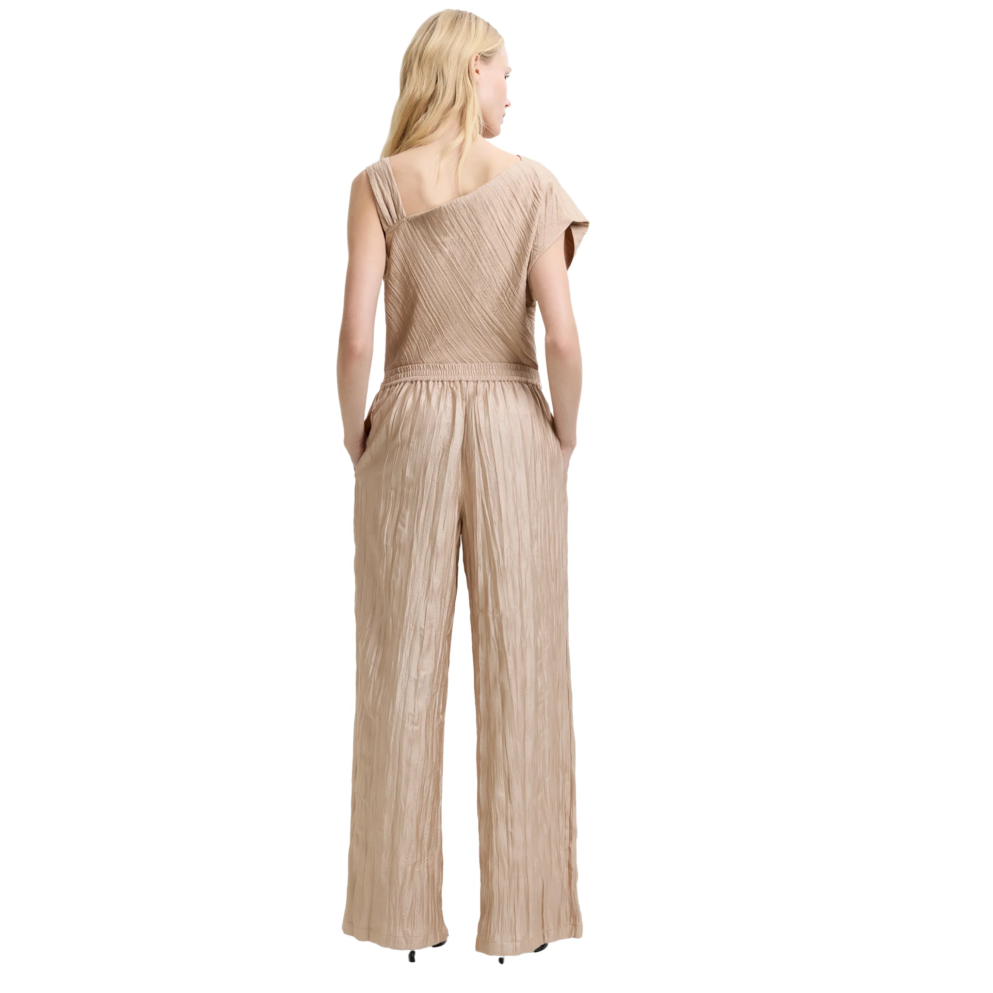 Womens French Connection Warm Neutral Novie Crinkle Trousers - Image 4