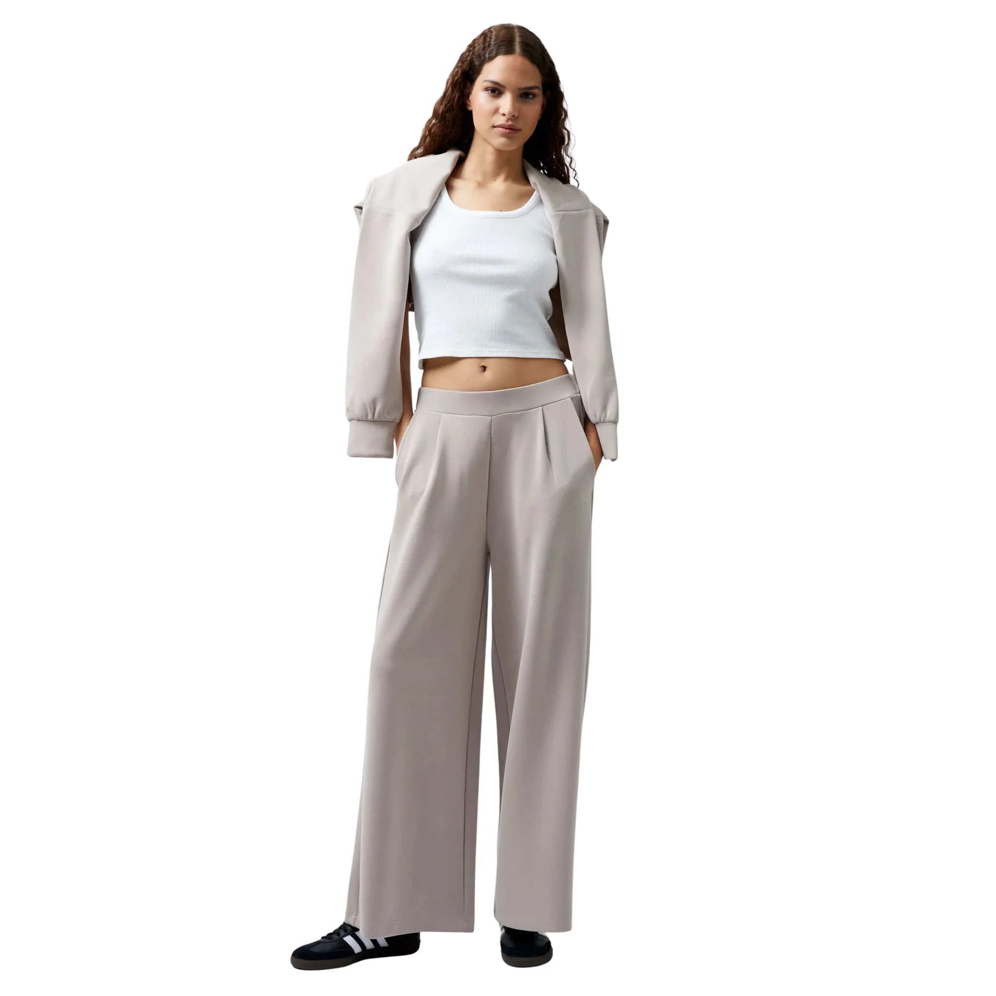 Womens French Connection Washed Macchiato Wren Wide Leg Trousers - Image 2