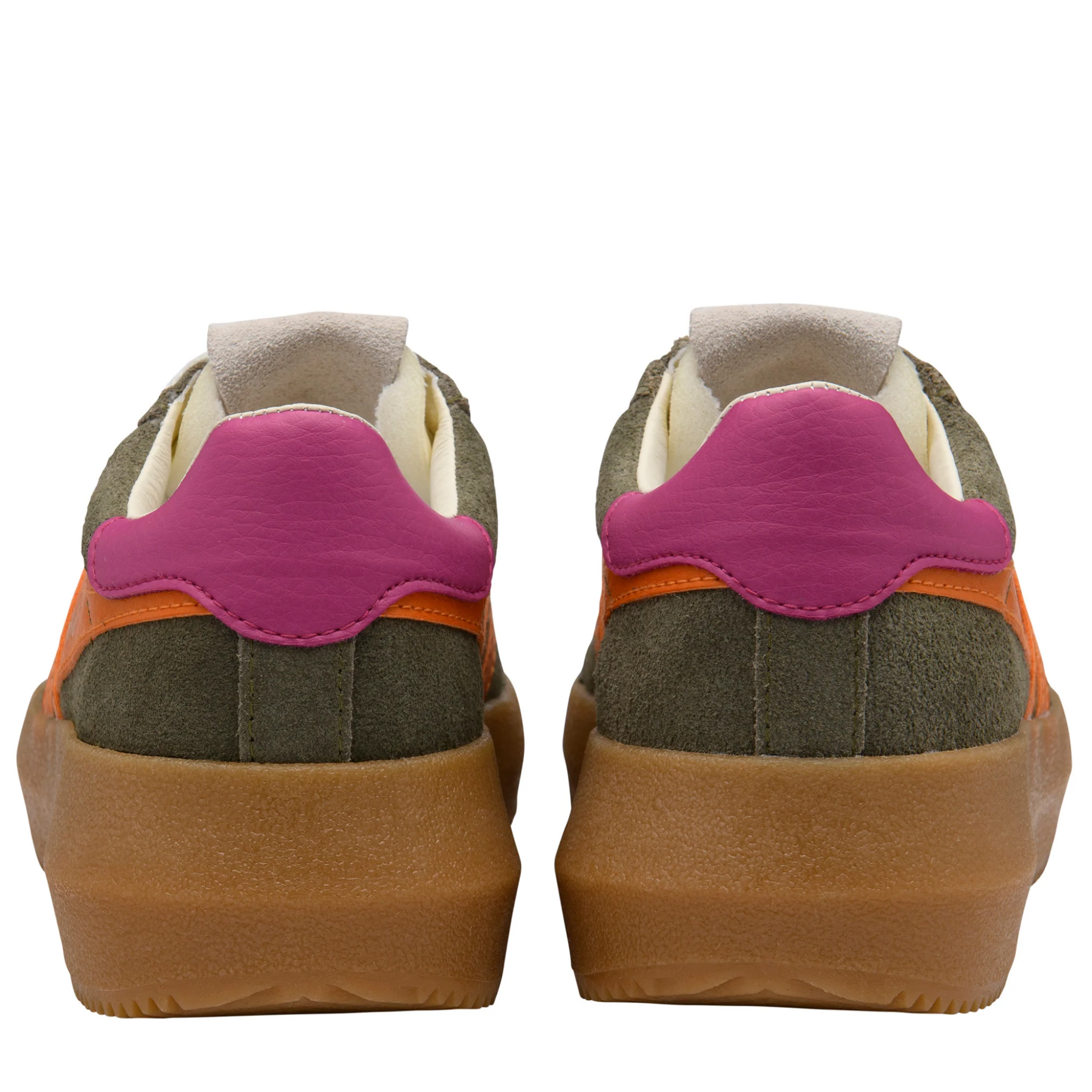 Womens Gola Khaki/Clementine/Fuchsia Athena Trainers - Image 2