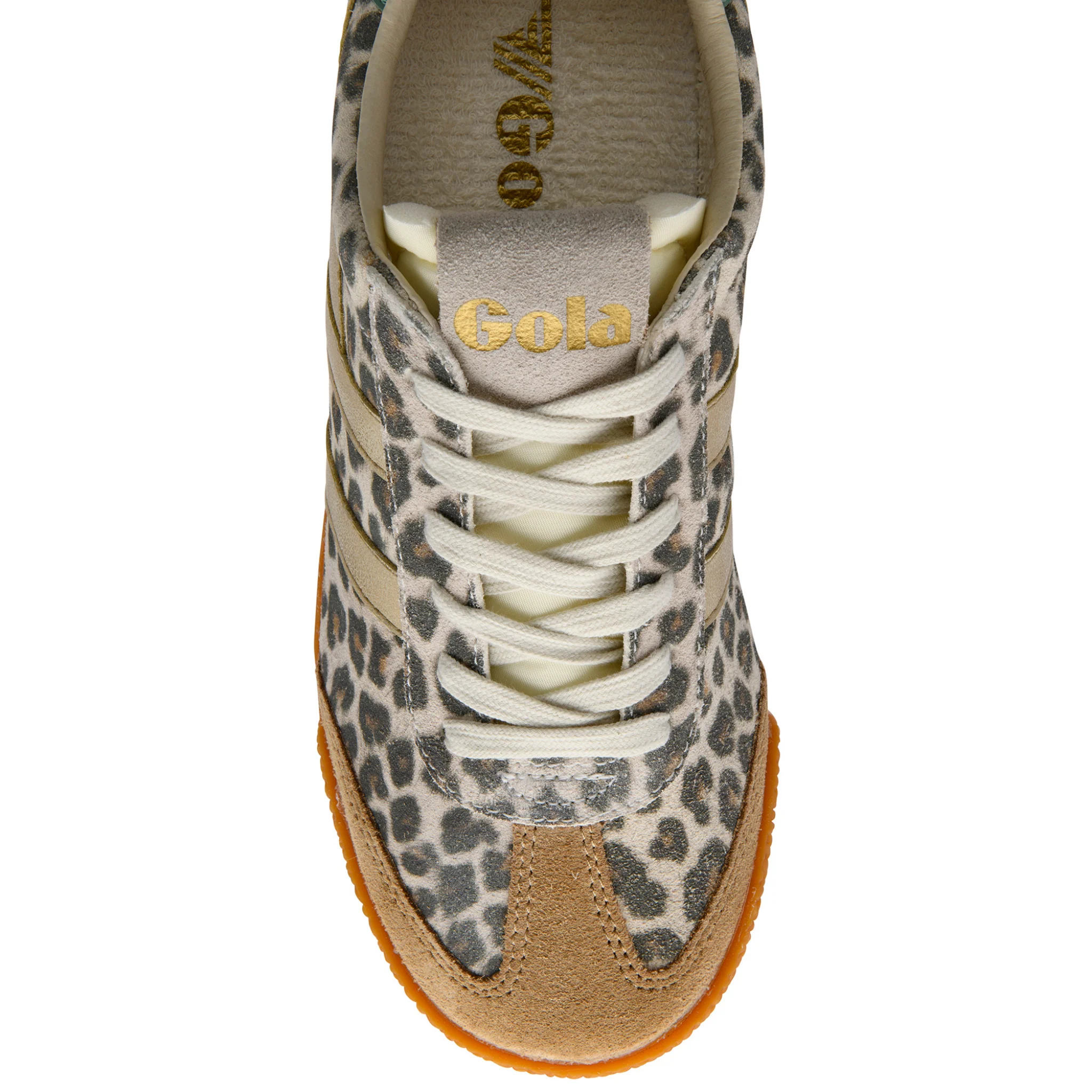 Womens Gola Snow Leopard/Gold/Green Mist Elan Safari Trainers - Image 2