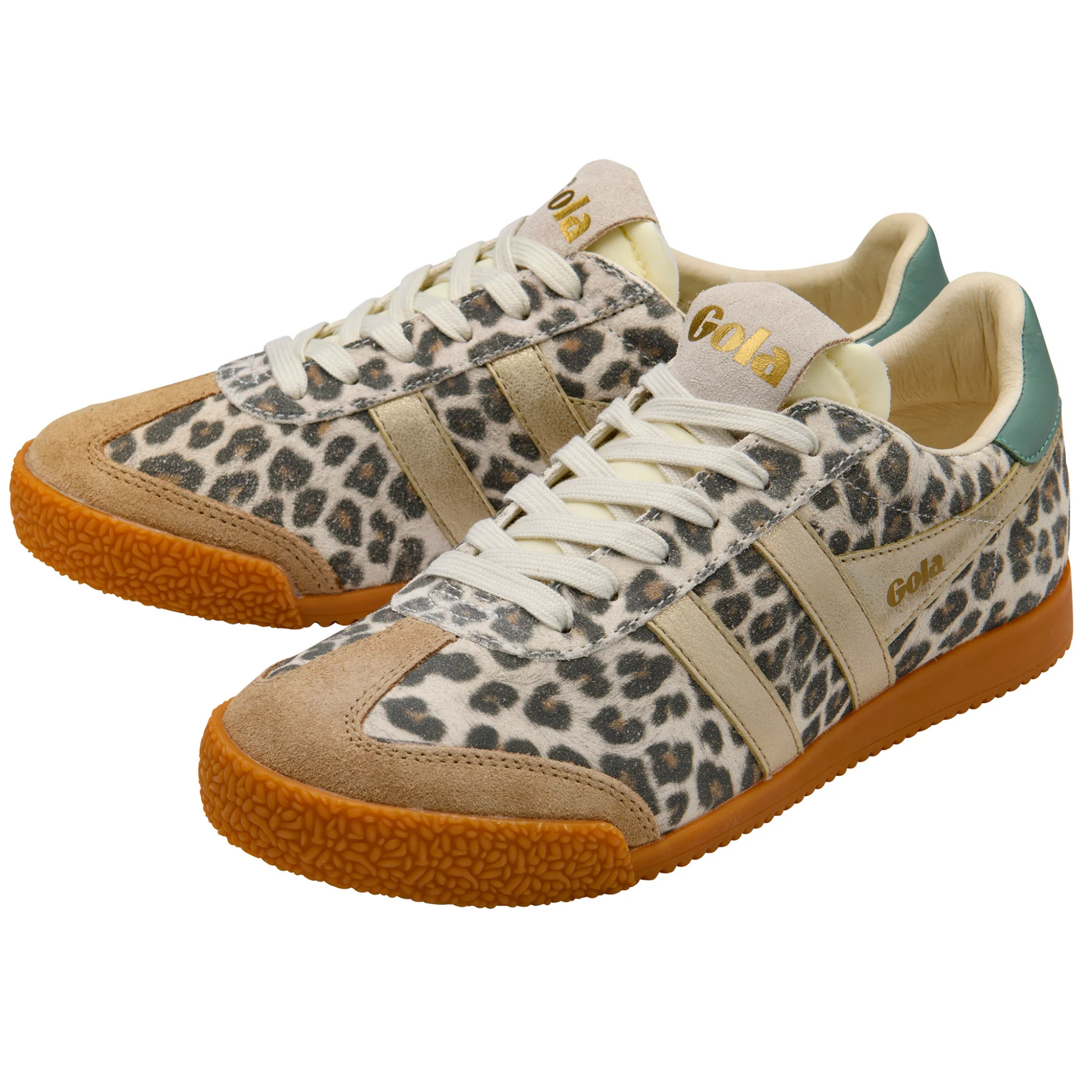 Womens Gola Snow Leopard/Gold/Green Mist Elan Safari Trainers - Image 4