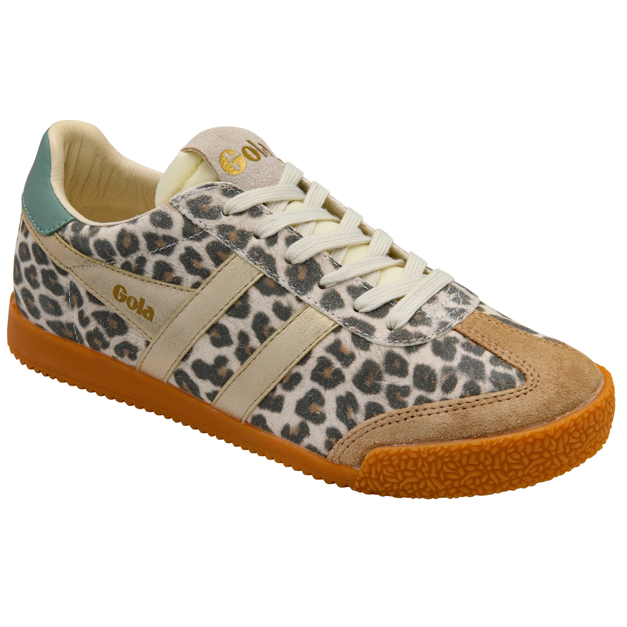 Womens Gola Snow Leopard/Gold/Green Mist Elan Safari Trainers - Image 5