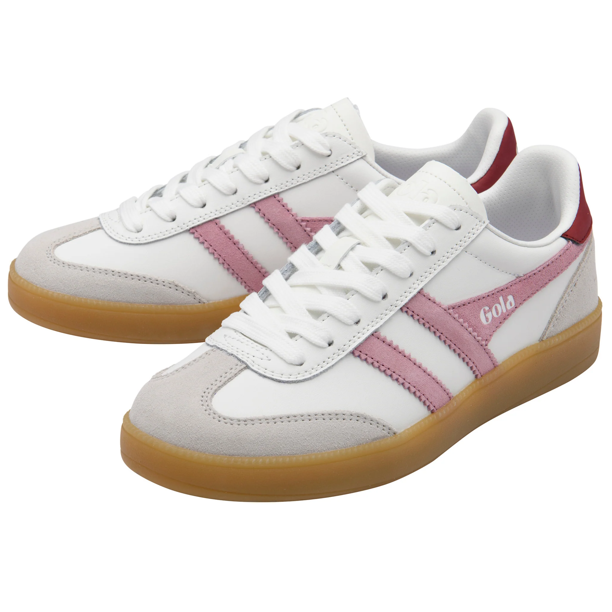 Womens Gola White/Candy/Deep Red/Gum Viper Leather Trainers - Image 4
