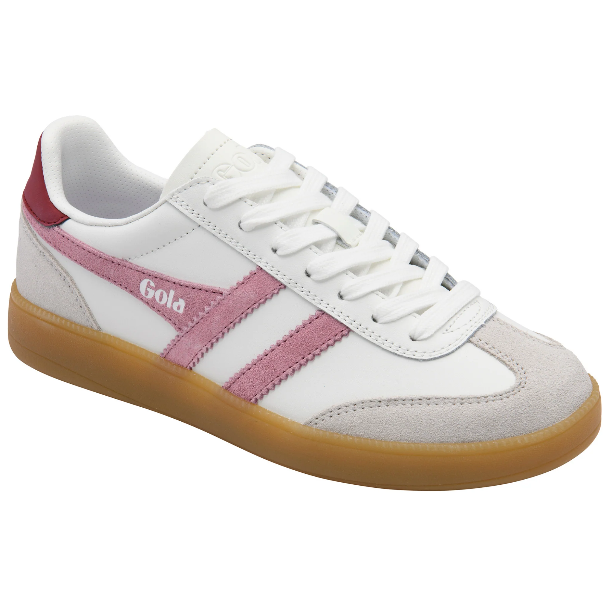 Womens Gola White/Candy/Deep Red/Gum Viper Leather Trainers - Image 5