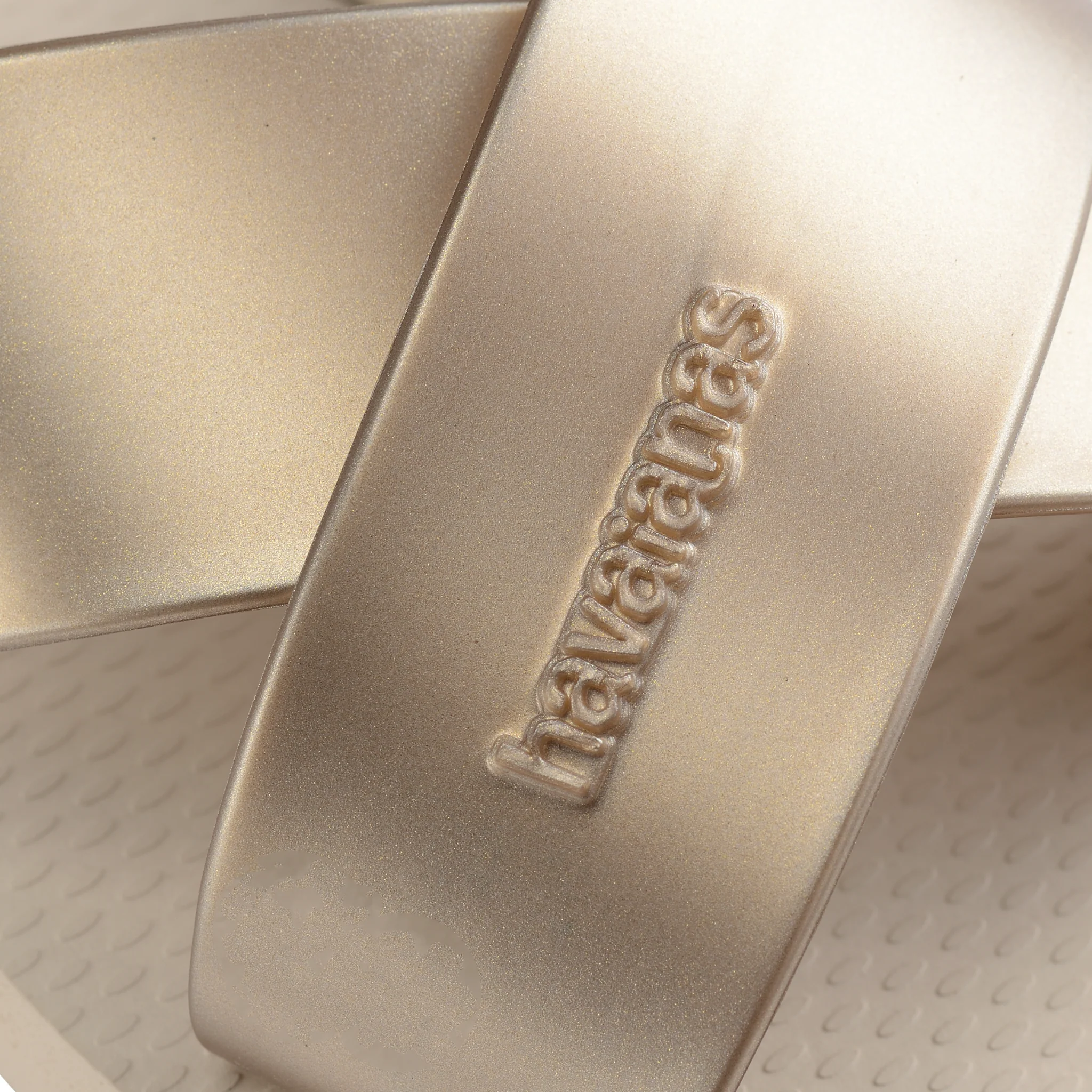 Womens Havaianas Beige Aqua Metallic Slides - Image 6