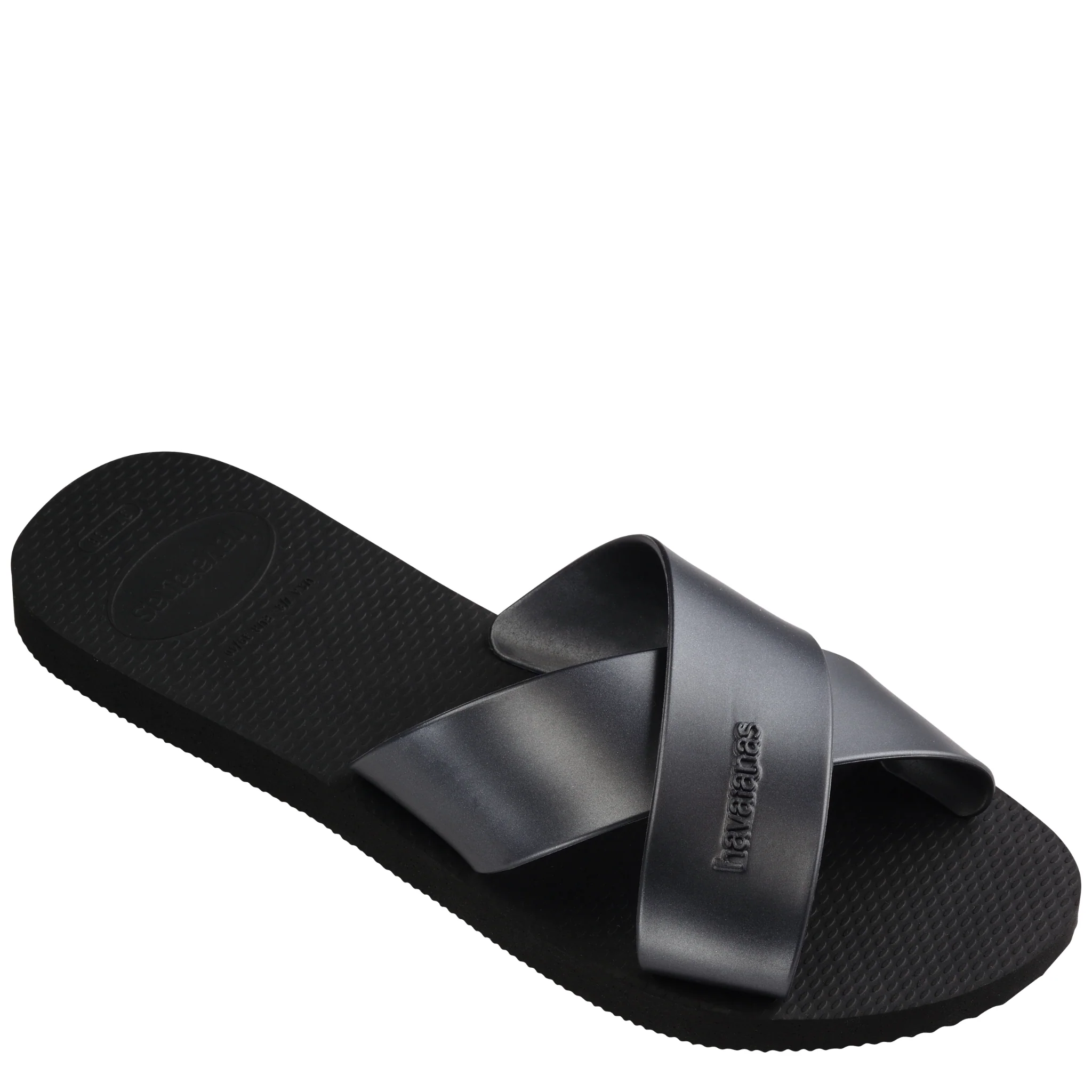 Womens Havaianas Black Aqua Metallic Slides - Image 3