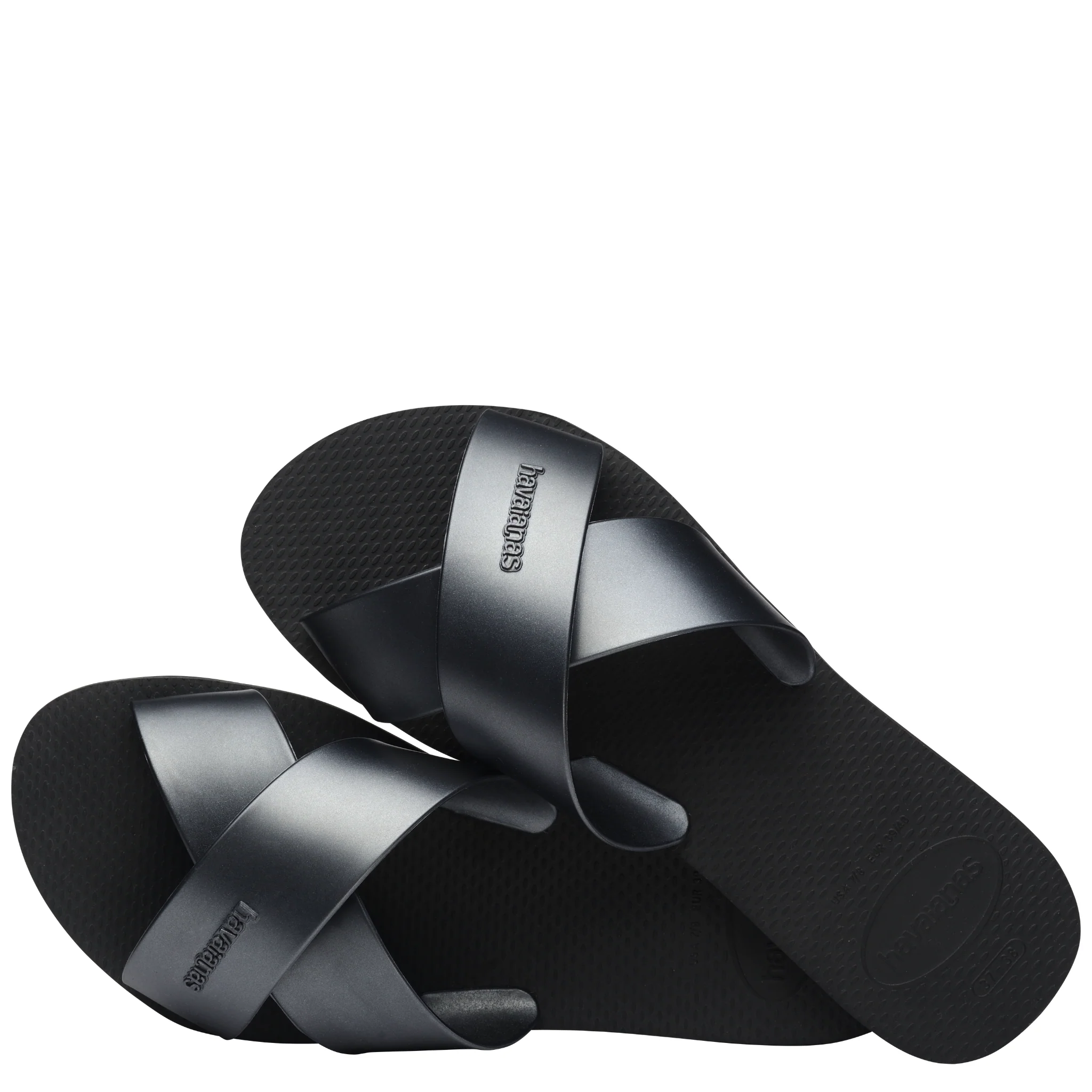 Womens Havaianas Black Aqua Metallic Slides - Image 5