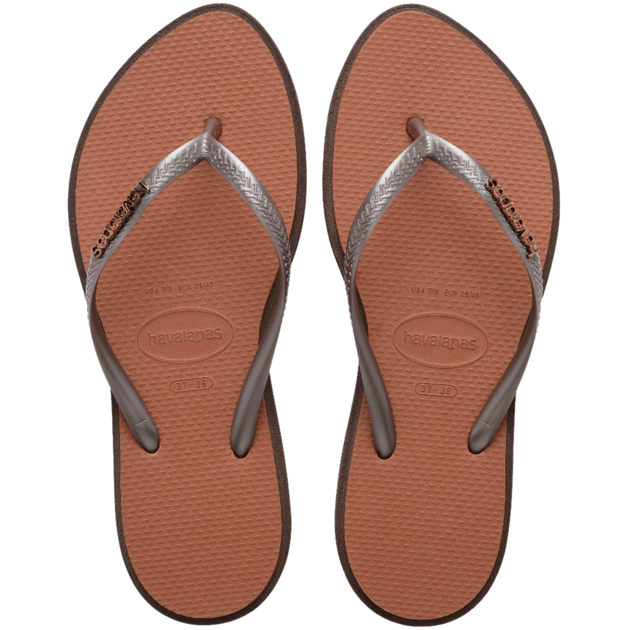 Womens Havaianas Dark Brown Slim Point Flip Flops - Image 2