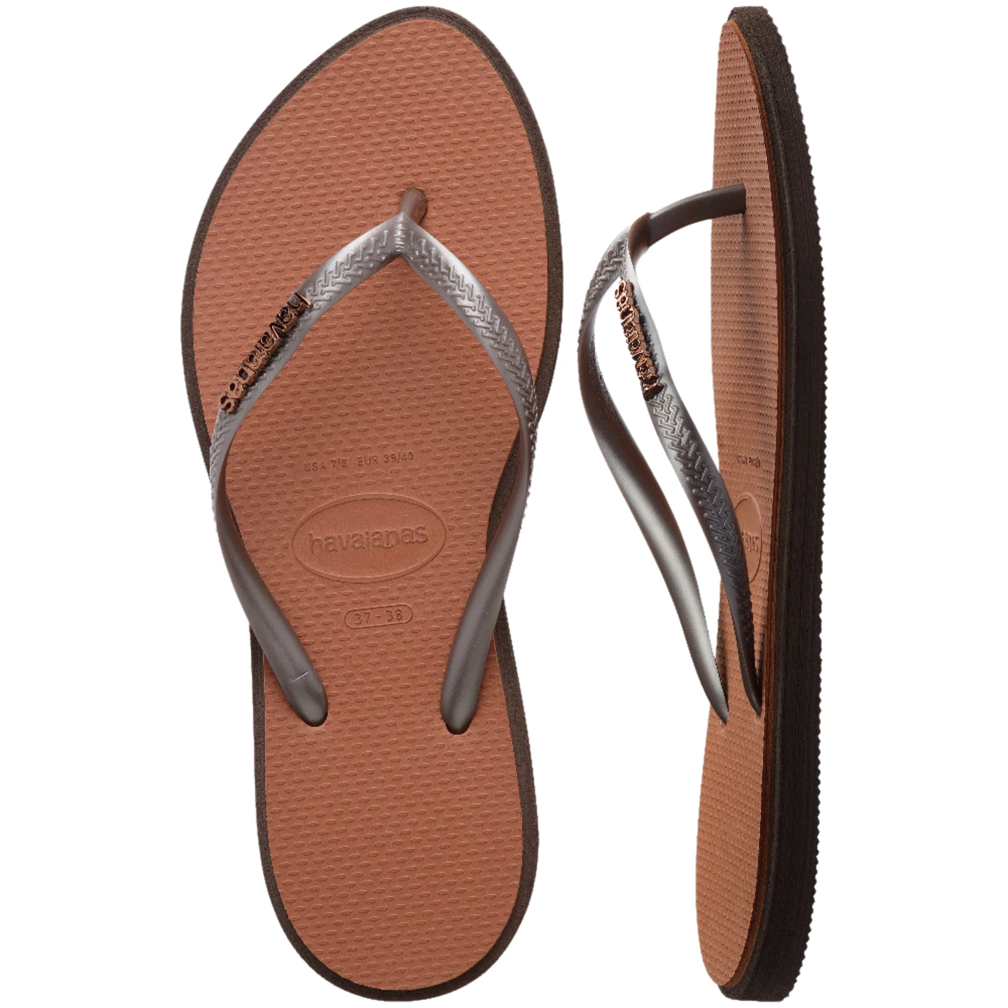 Womens Havaianas Dark Brown Slim Point Flip Flops - Image 3