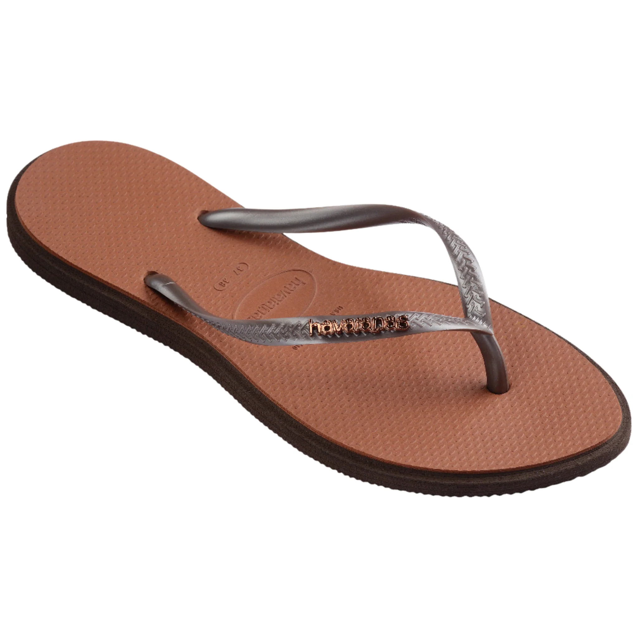 Womens Havaianas Dark Brown Slim Point Flip Flops - Image 4