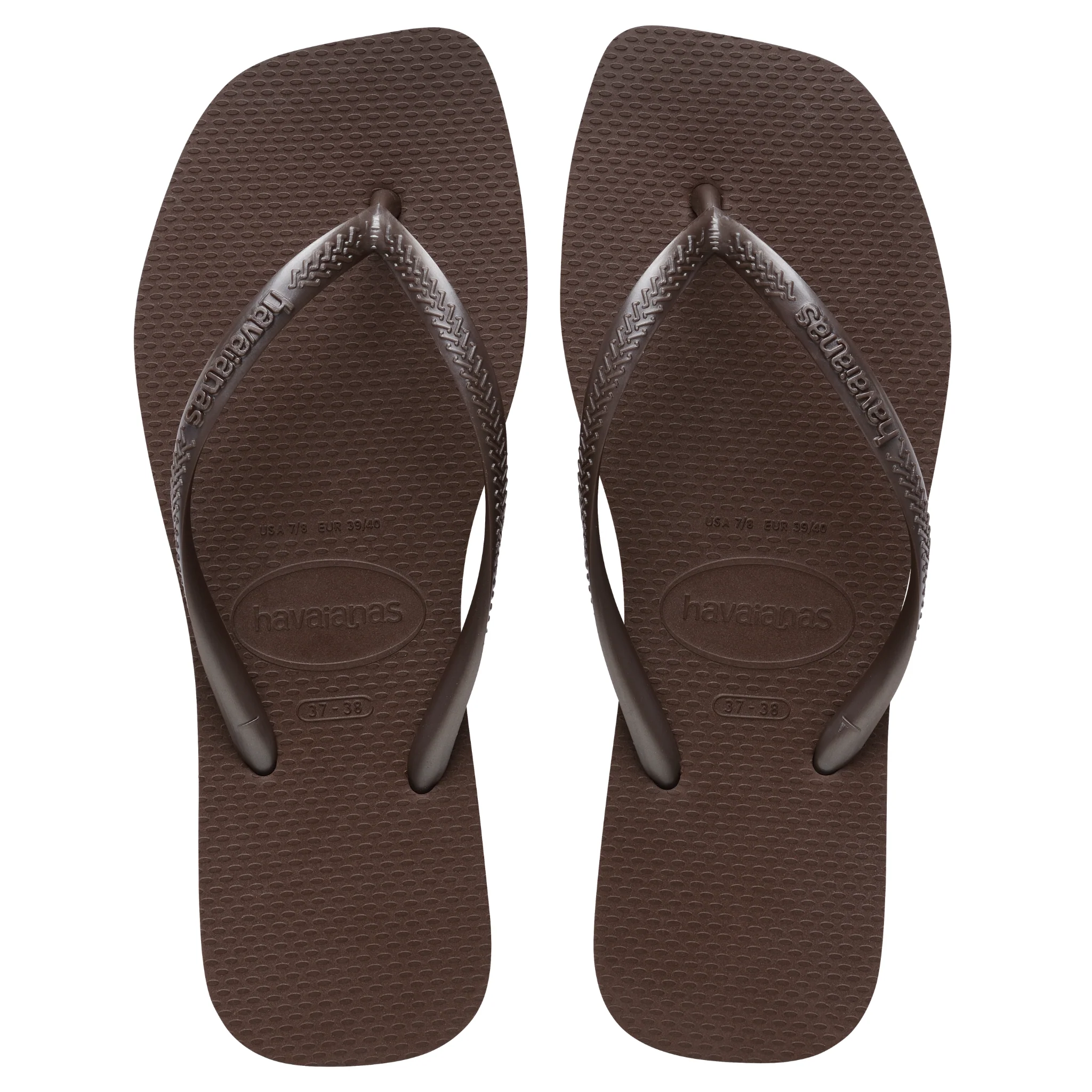 Womens Havaianas Dark Brown Slim Square Flip Flops - Image 2