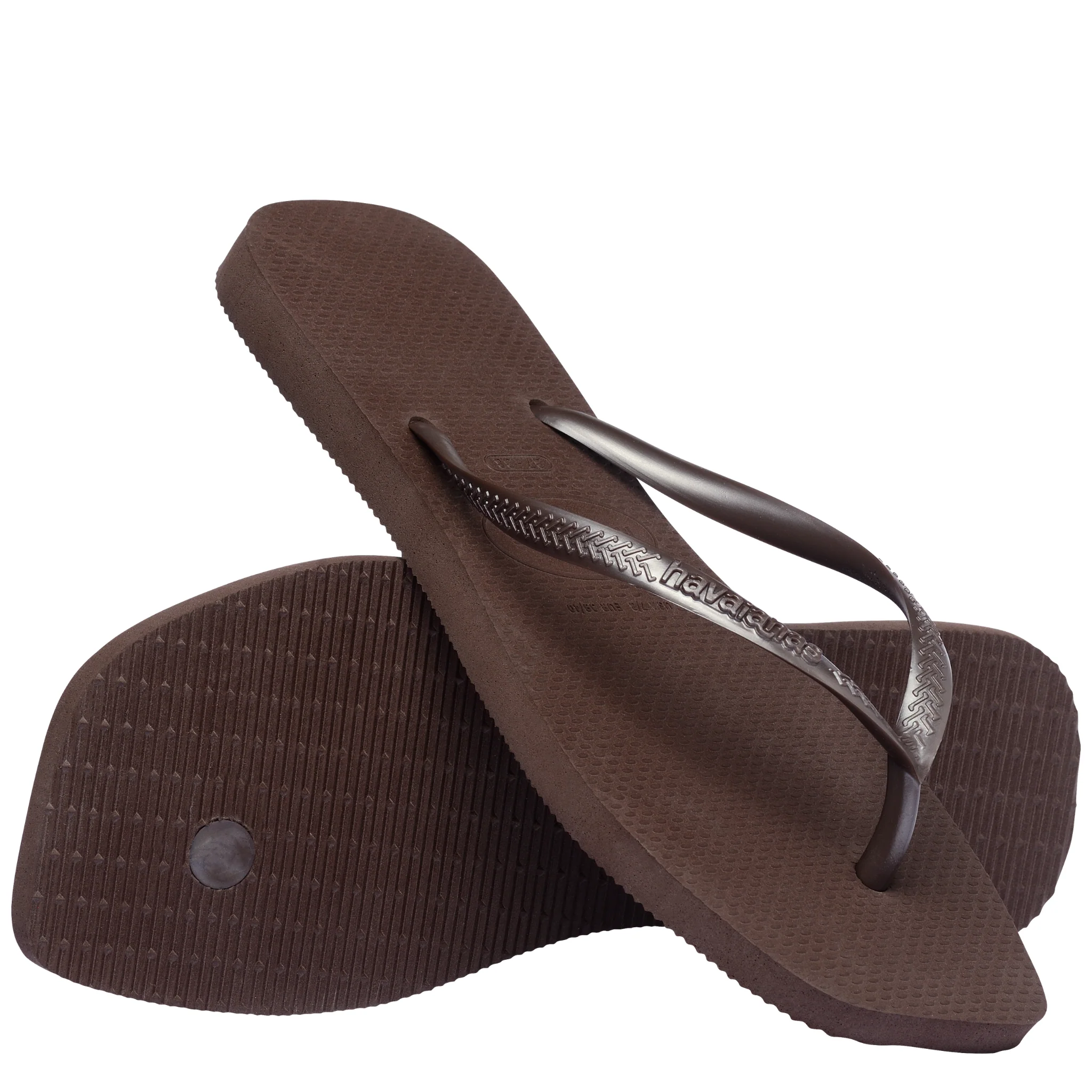 Womens Havaianas Dark Brown Slim Square Flip Flops - Image 4