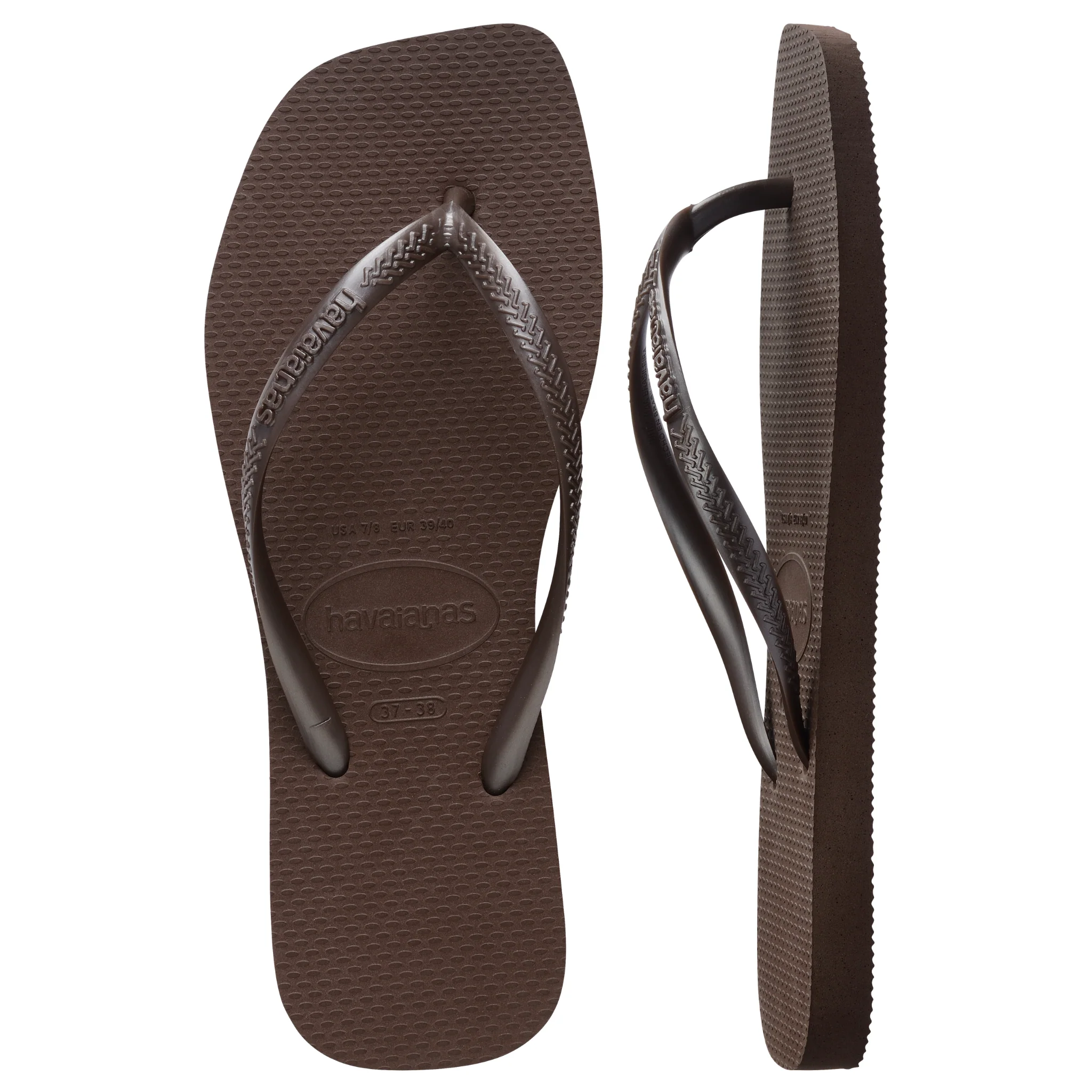 Womens Havaianas Dark Brown Slim Square Flip Flops - Image 5
