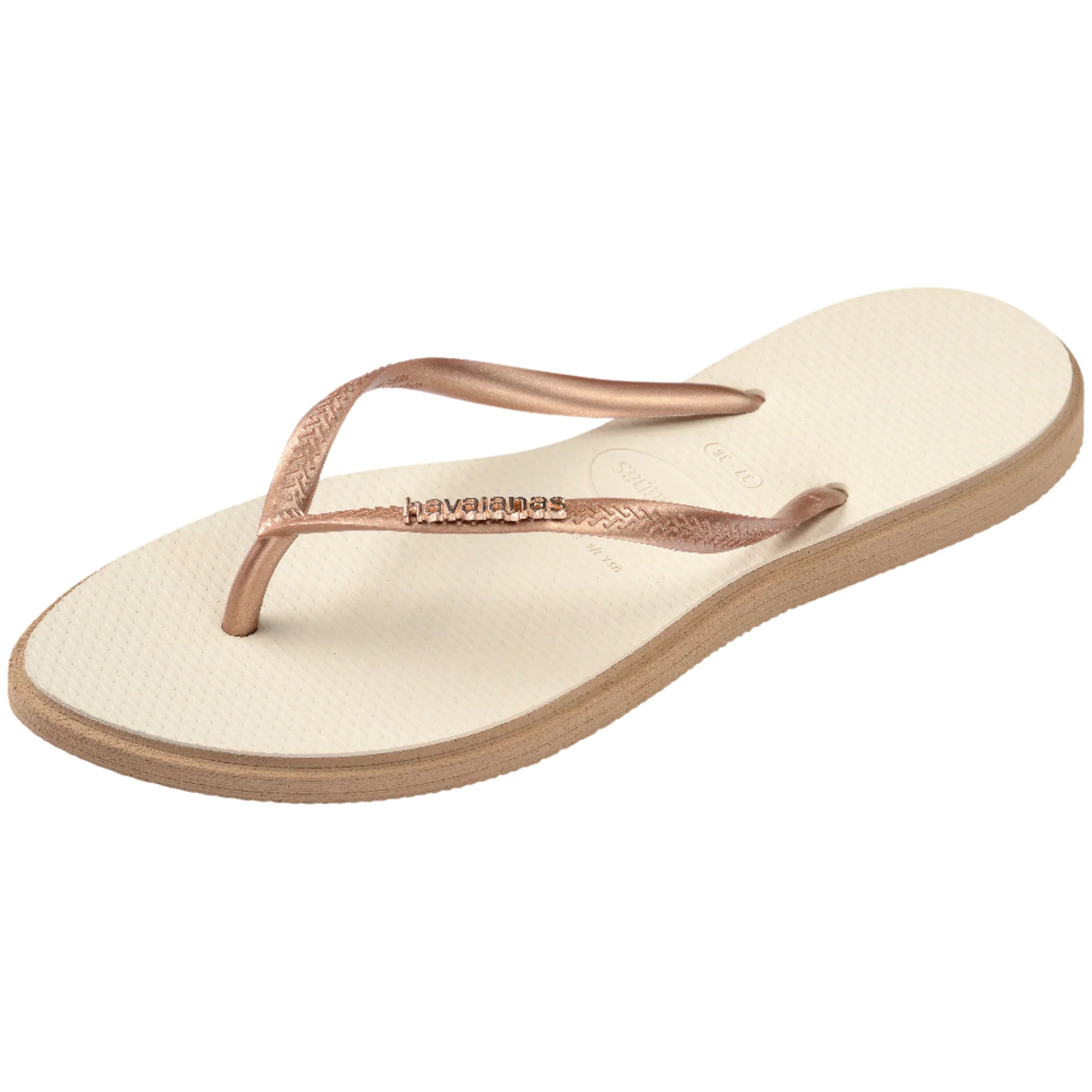Womens Havaianas Rose Gold/Beige Slim Point Flip Flops - Image 5