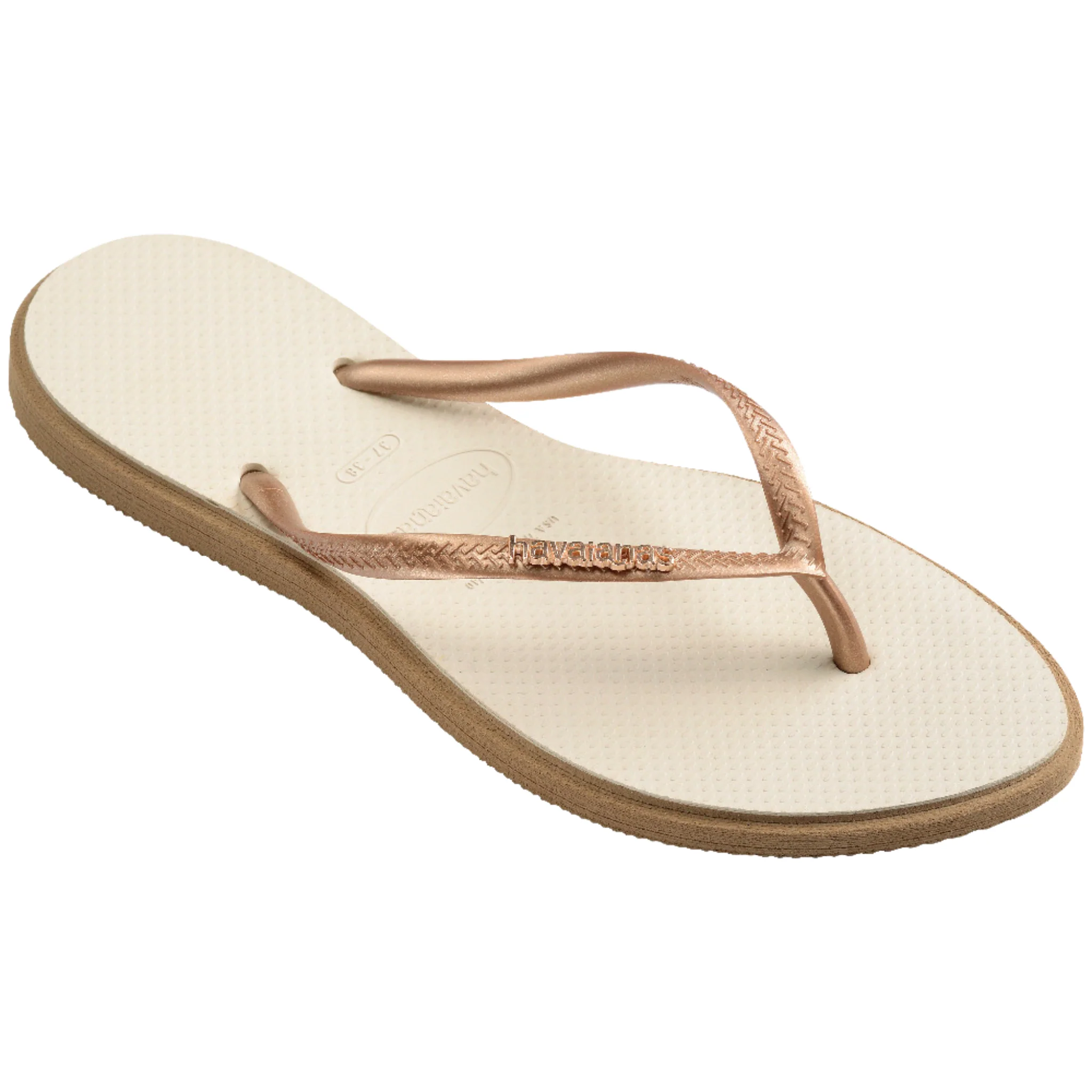 Womens Havaianas Rose Gold/Beige Slim Point Flip Flops - Image 6
