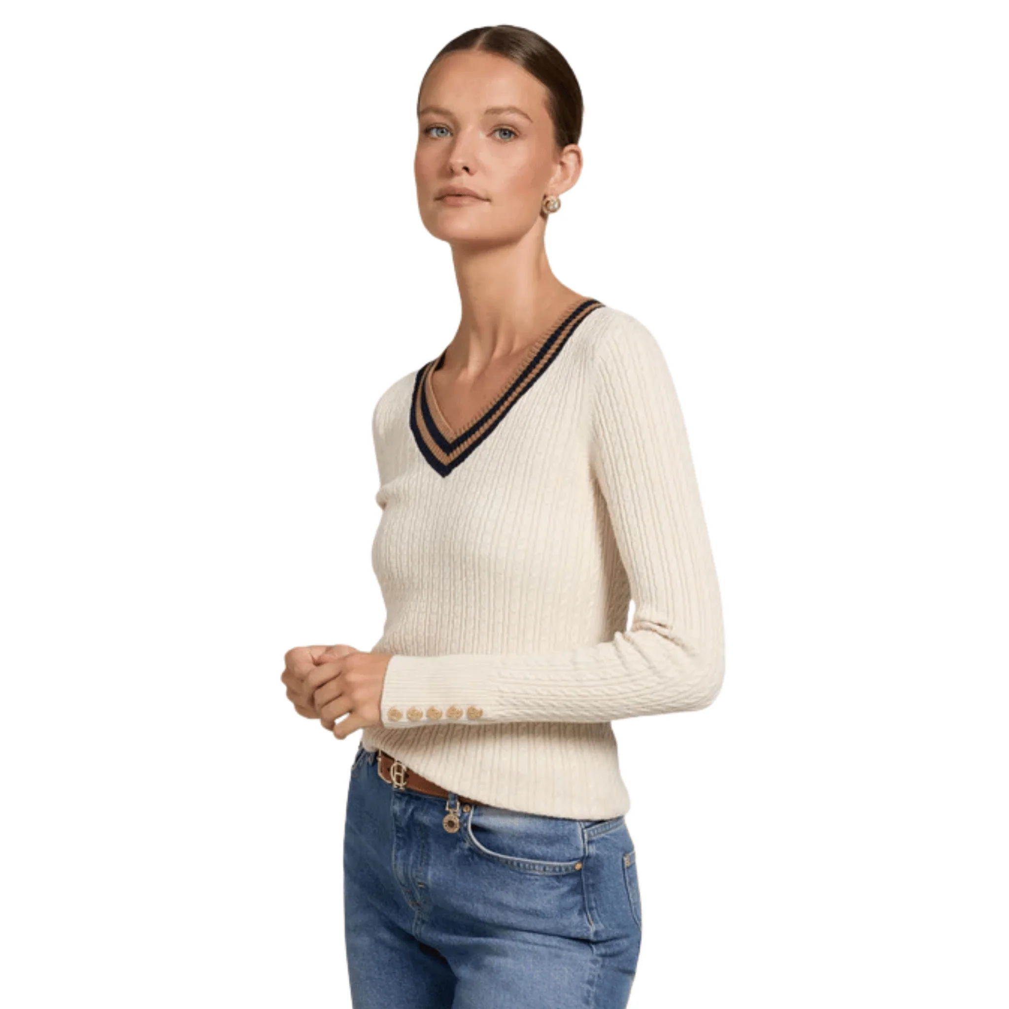 Womens Holland Cooper Almond Zoe V-Neck Knit Jumper - Image 4