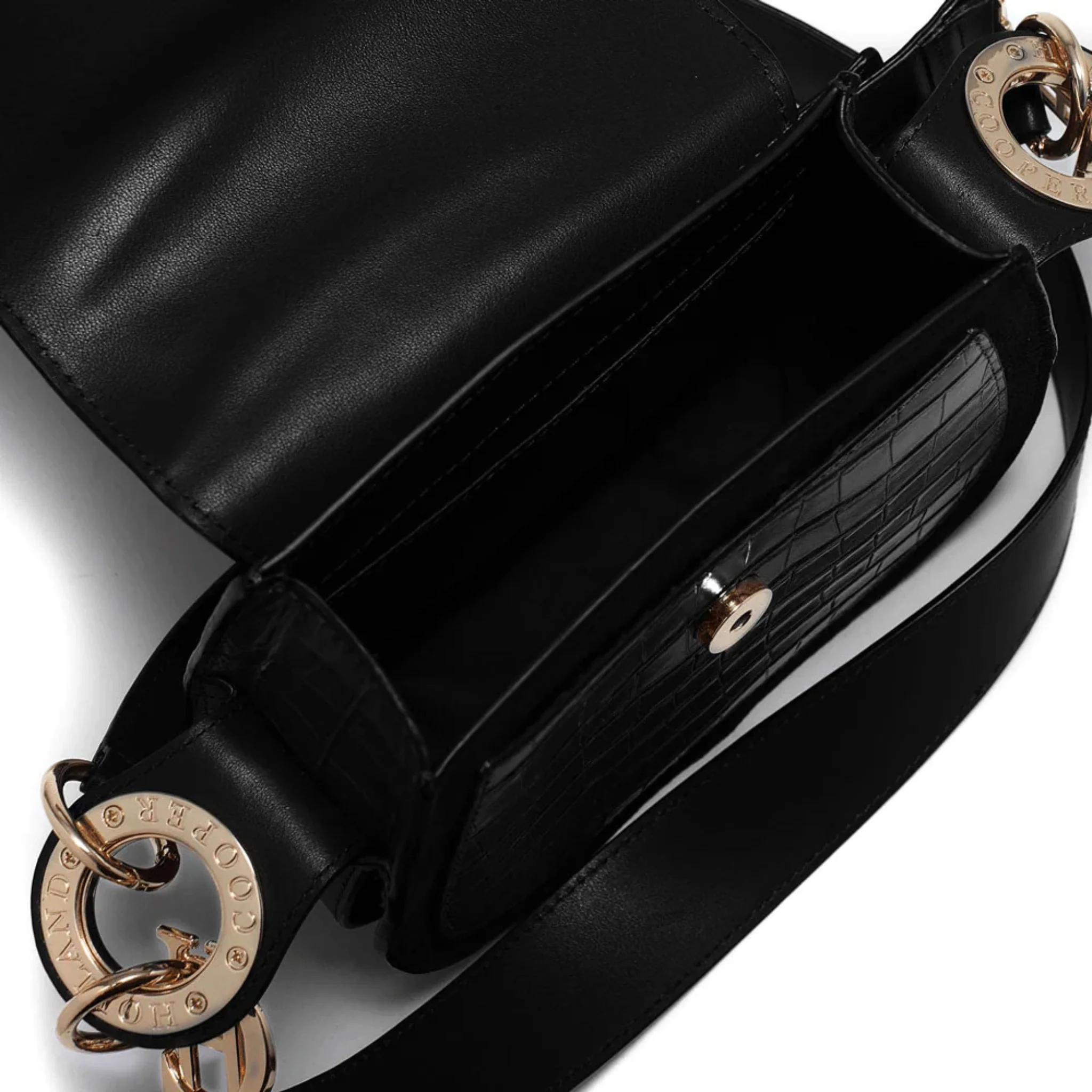 Womens Holland Cooper Black Croc Chelsea Saddle Bag - Image 4