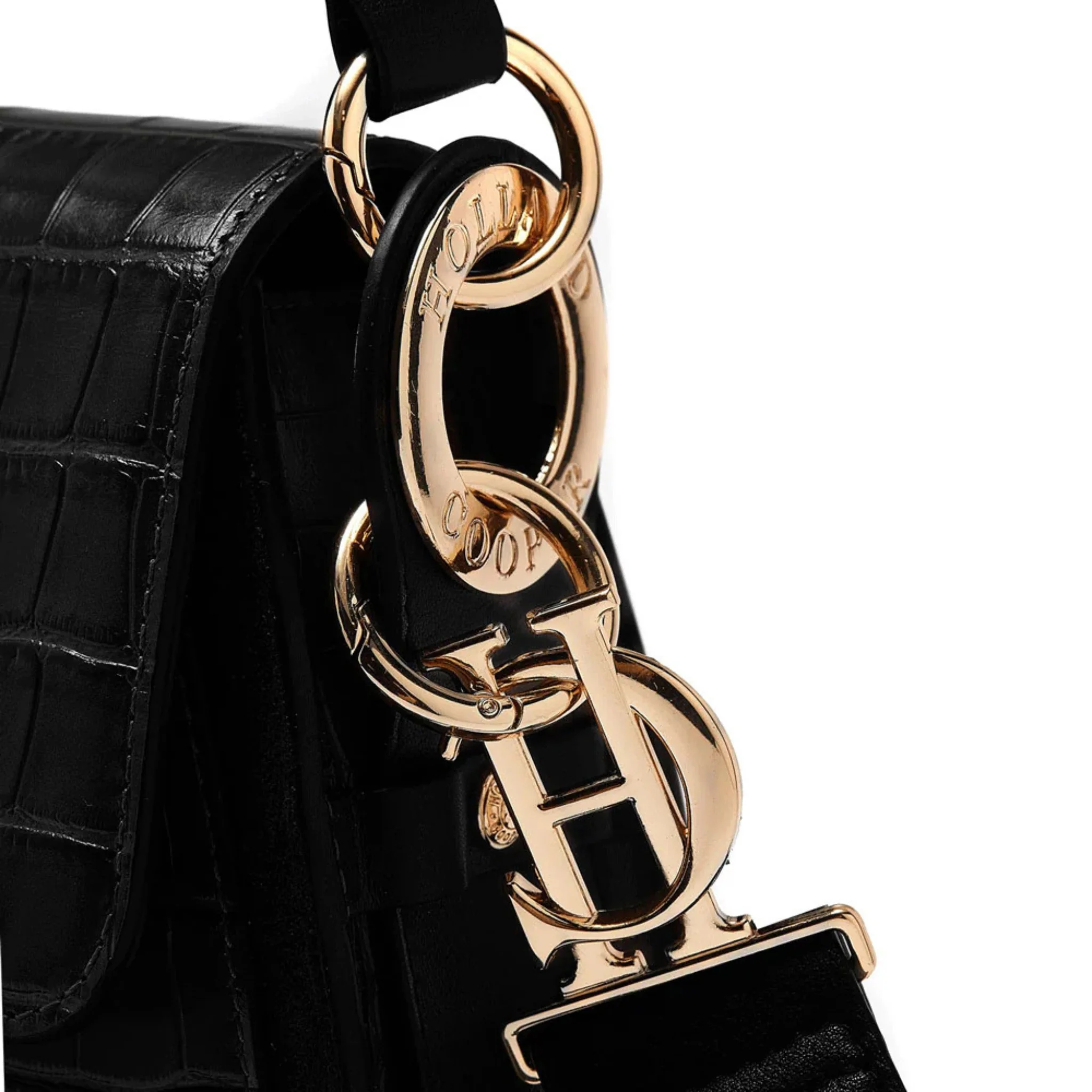 Womens Holland Cooper Black Croc Chelsea Saddle Bag - Image 5