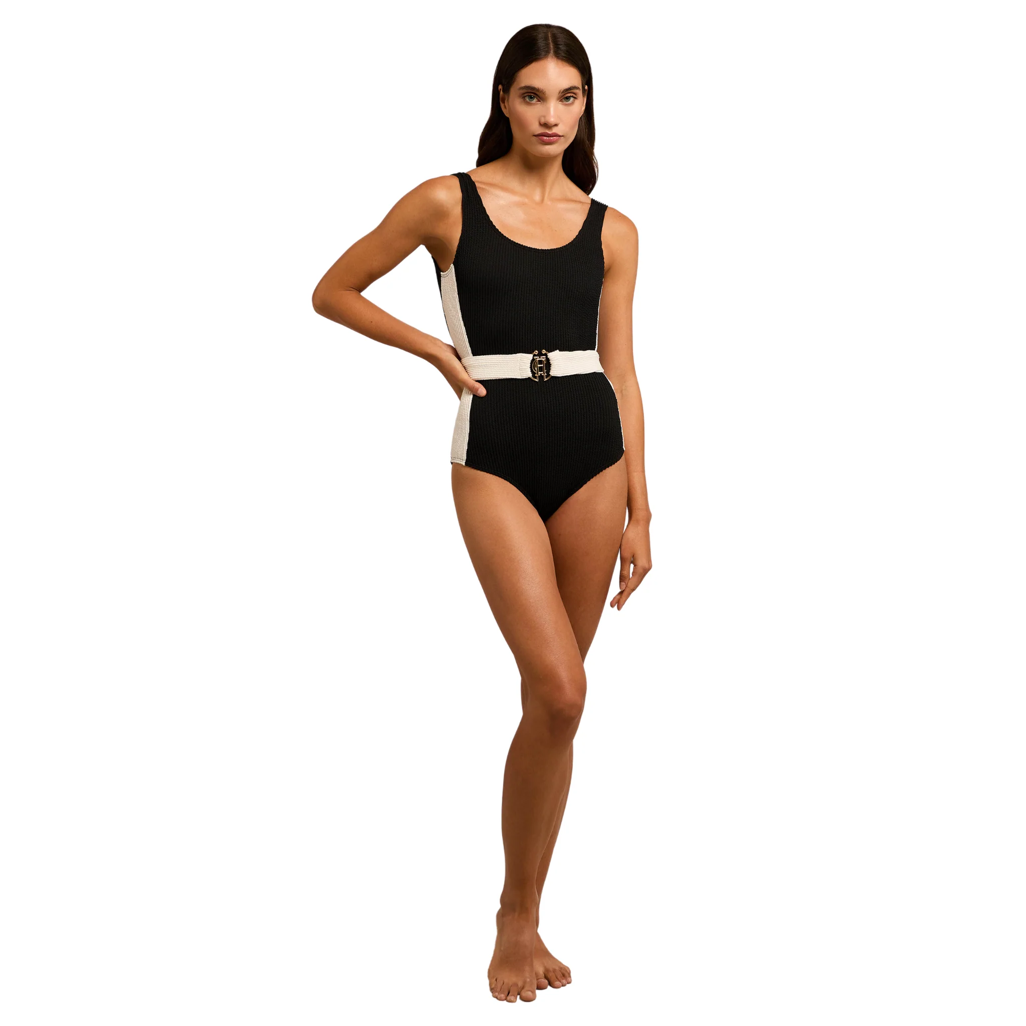 Womens Holland Cooper Black Classic Belted Swimsuit - Image 2