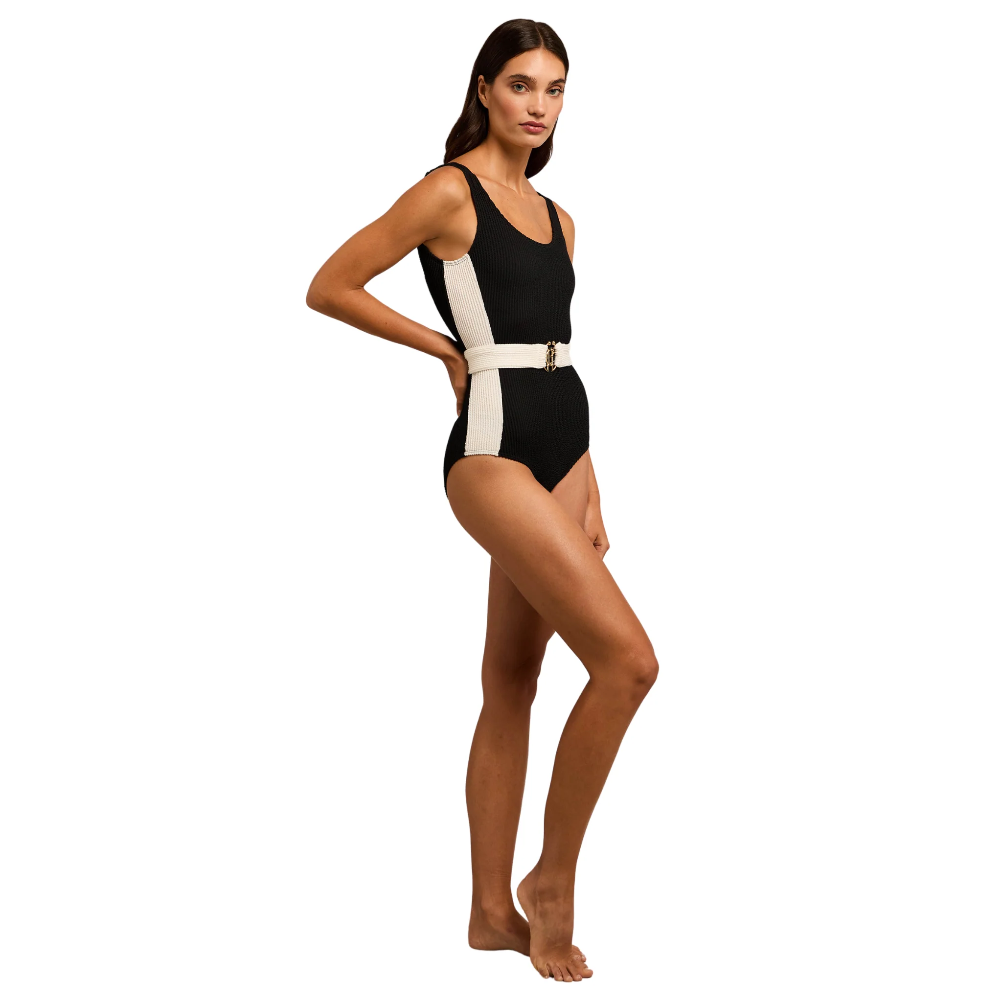 Womens Holland Cooper Black Classic Belted Swimsuit - Image 4