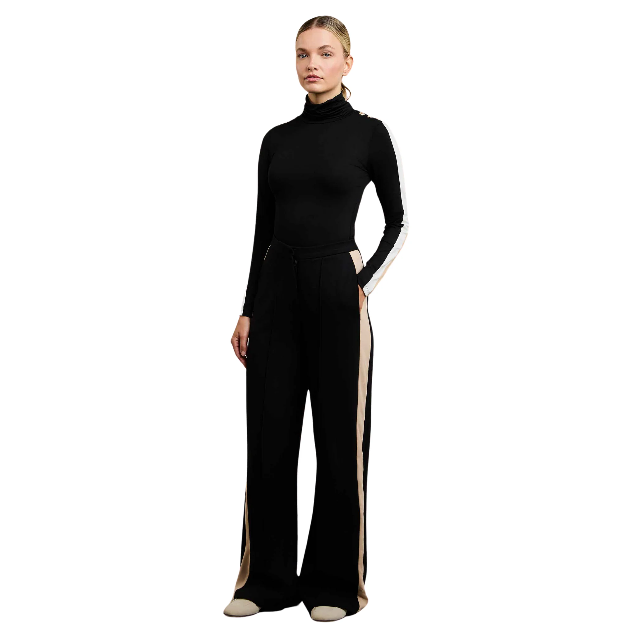 Womens Holland Cooper Black Stripe Wide Leg Pants - Image 2