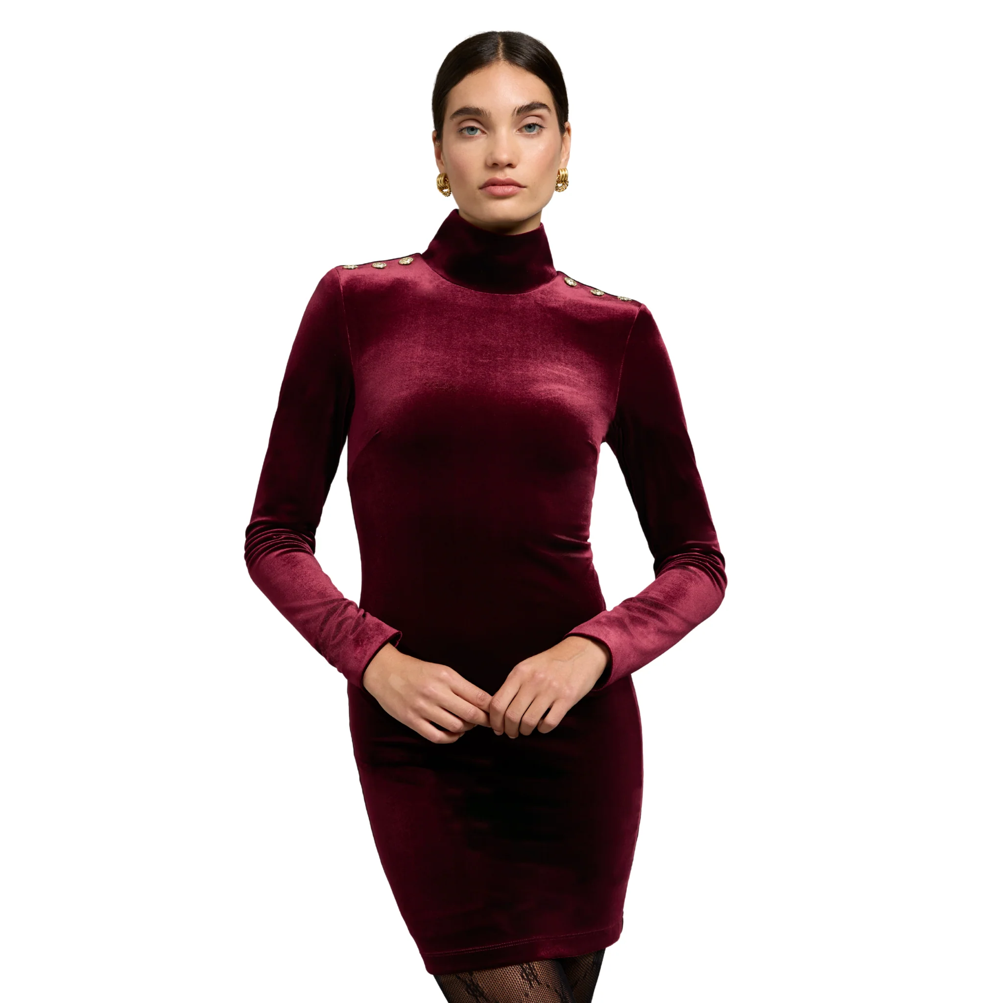 Womens Holland Cooper Burgundy Cara Velvet Mini Dress - Image 2