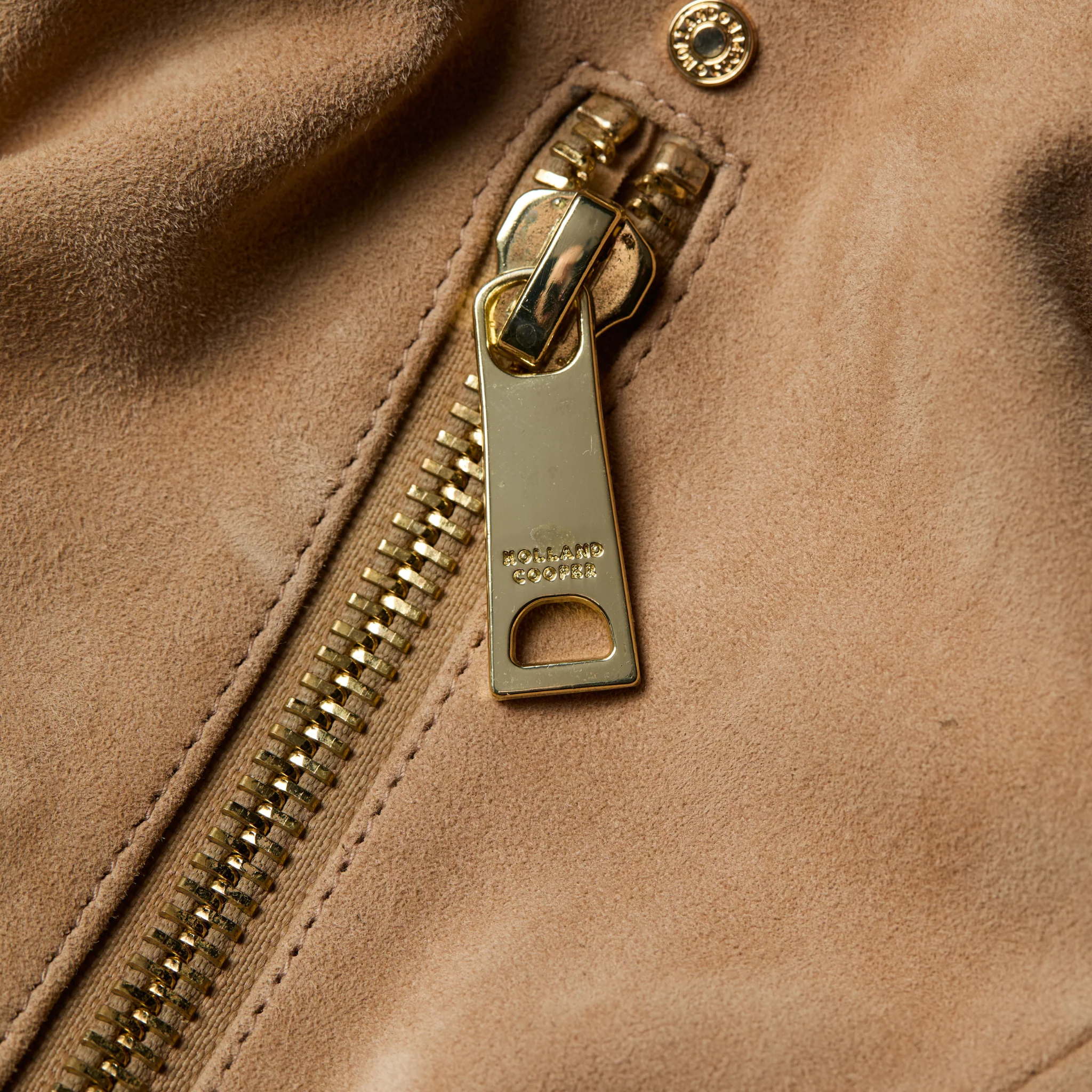 Womens Holland Cooper Camel Fringed Suede Biker Jacket - Image 9
