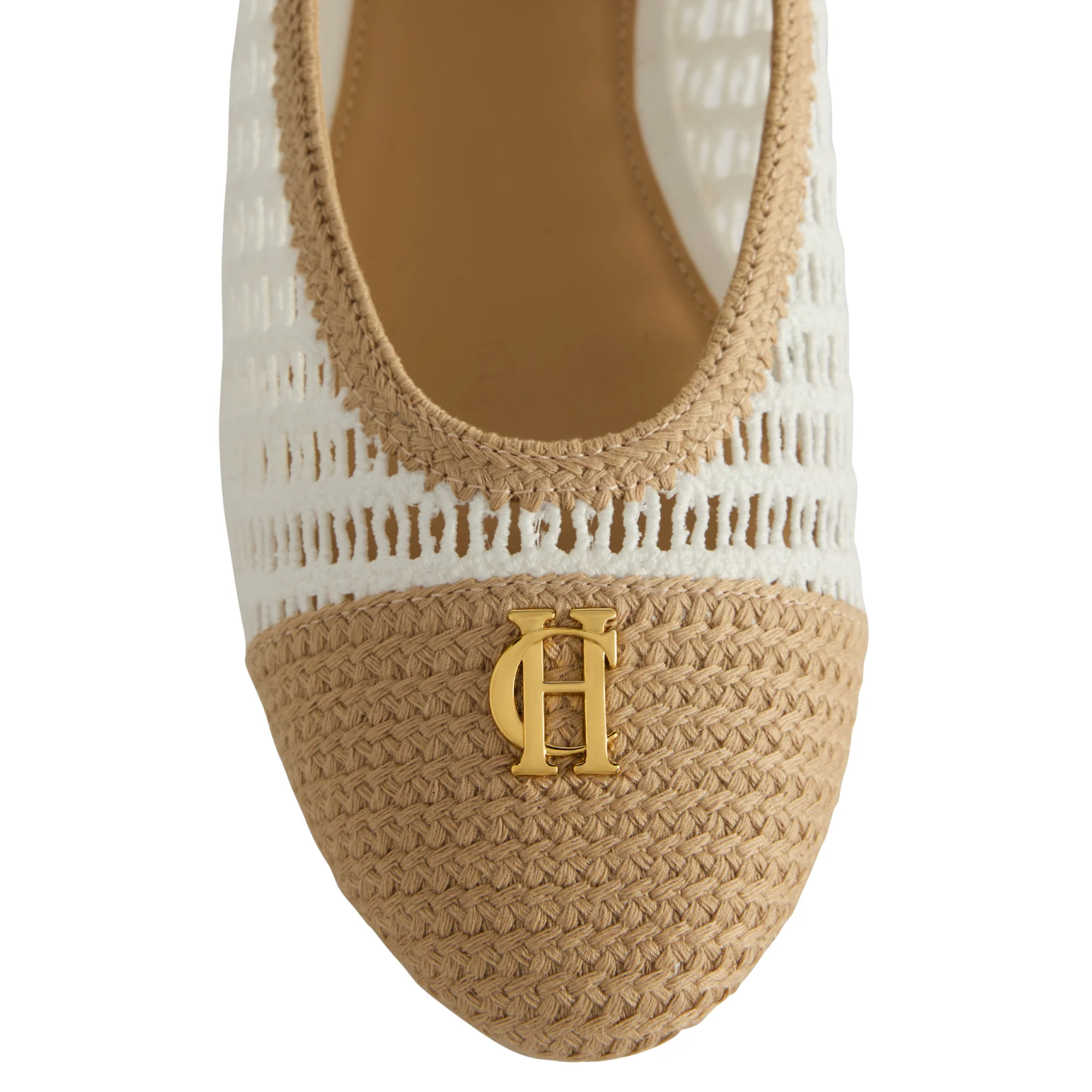 Womens Holland Cooper Cream Tan Rattan Ballet Shoes - Image 3