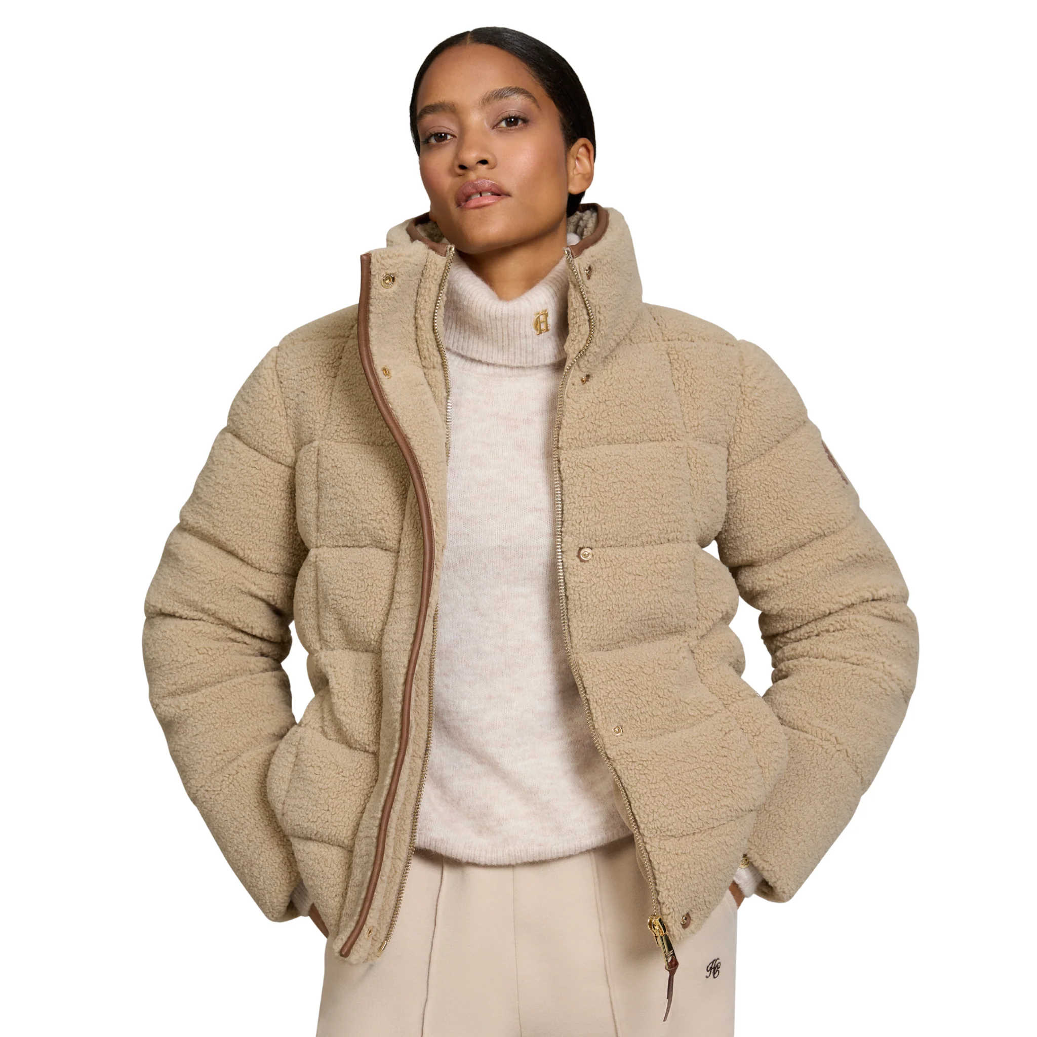 Womens Holland Cooper Natural Borg Crawford Padded Jacket - Image 2