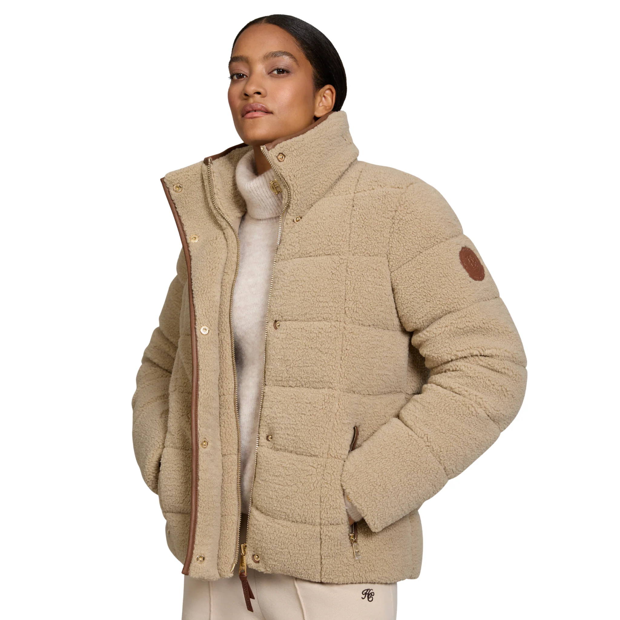 Womens Holland Cooper Natural Borg Crawford Padded Jacket - Image 3