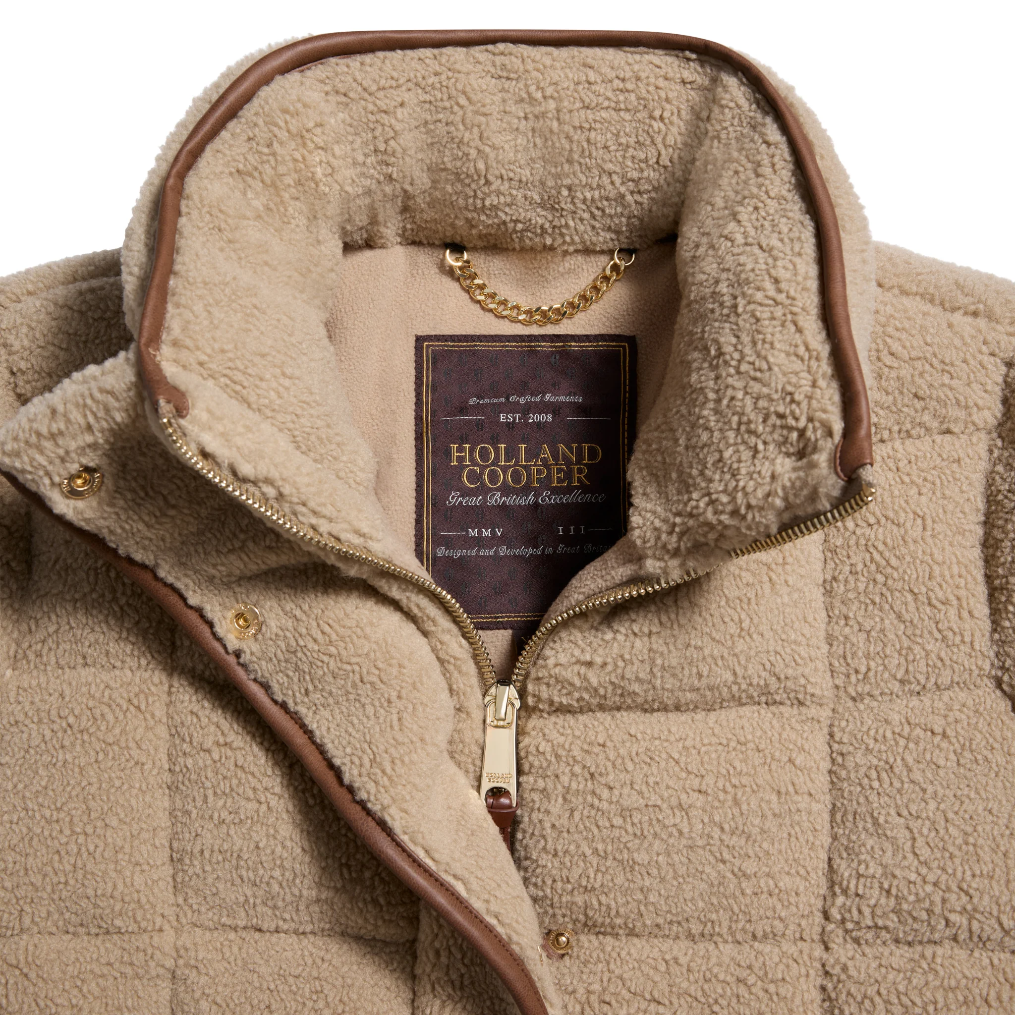 Womens Holland Cooper Natural Borg Crawford Padded Jacket - Image 4