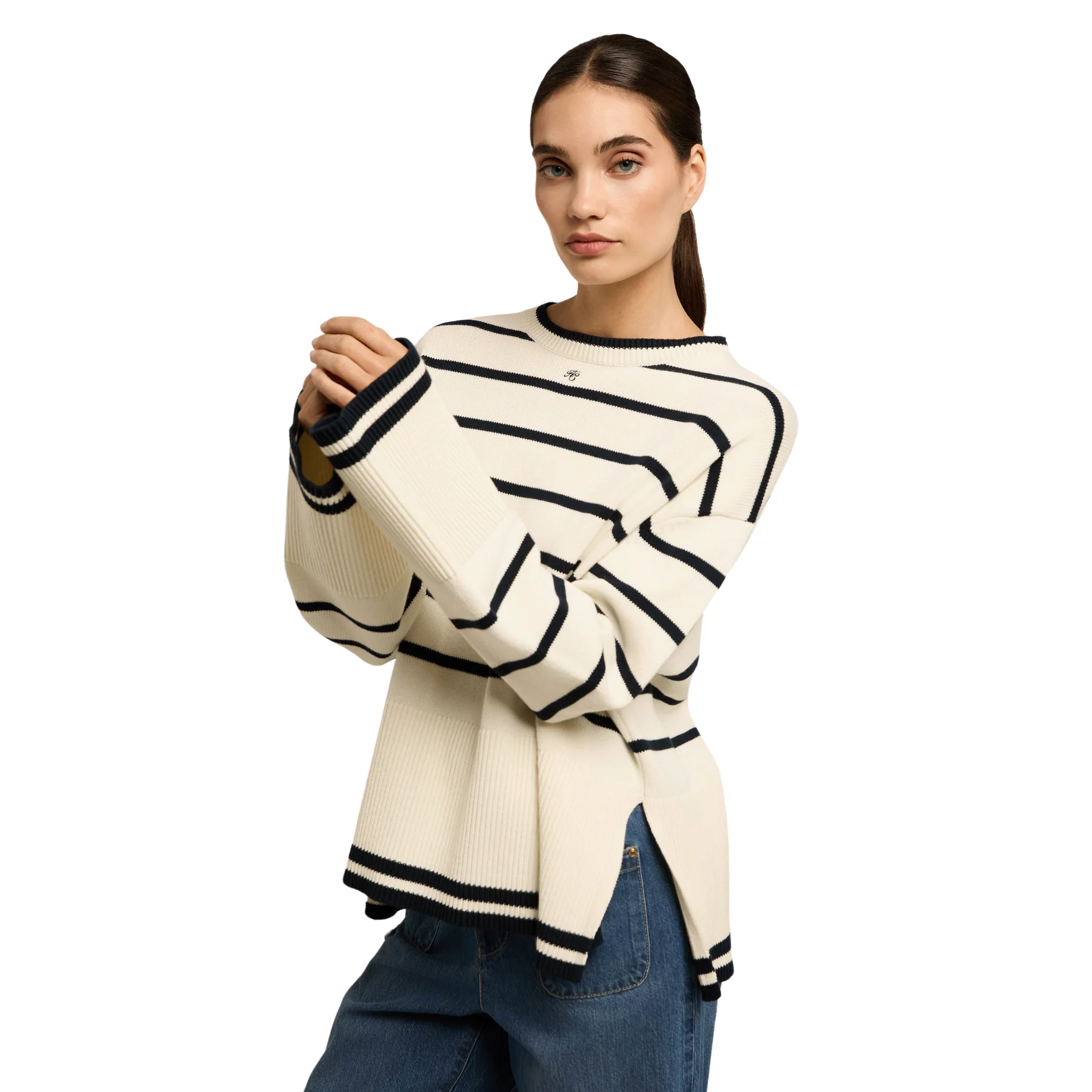 Womens Holland Cooper Natural Stripe Antonia Crew Neck Knit - Image 2