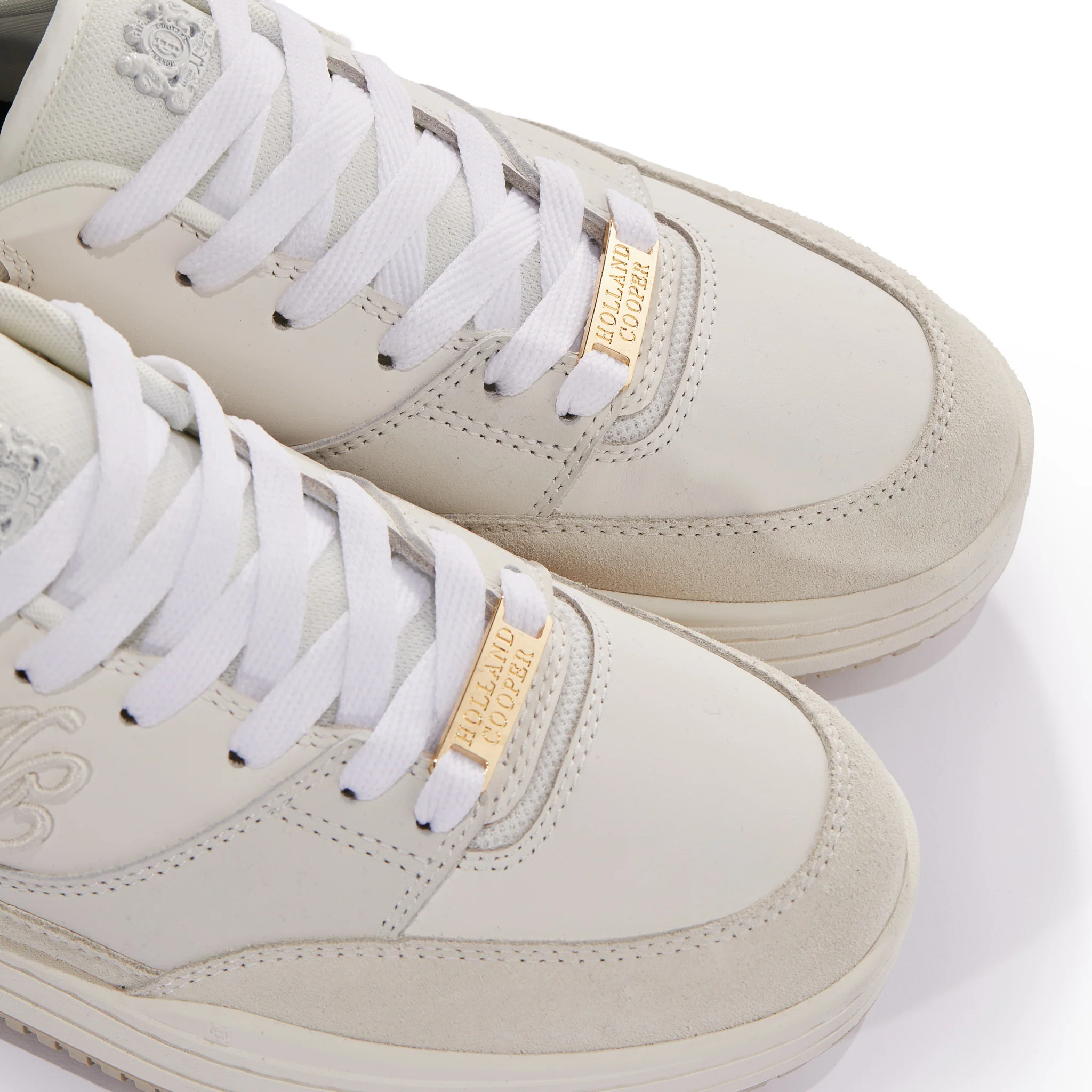Womens Holland Cooper Off White Retro Runner Trainers - Image 3