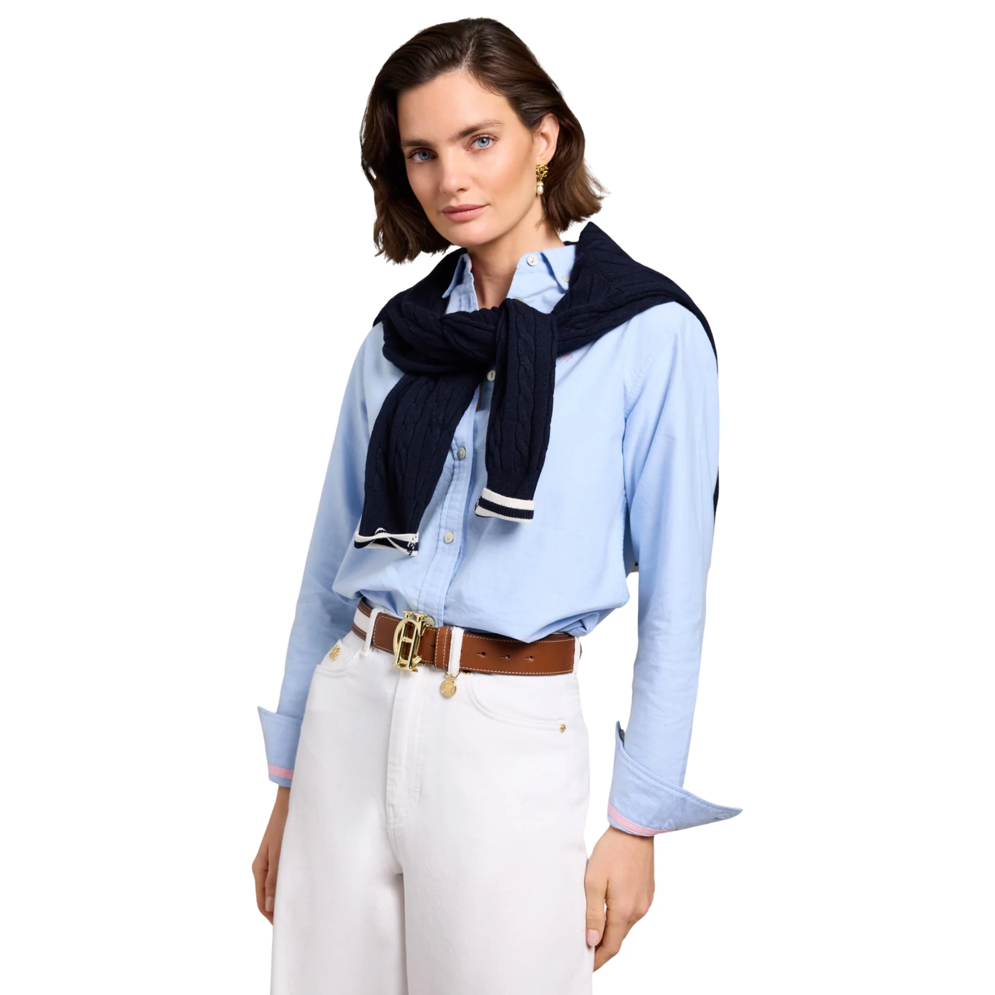 Womens Holland Cooper Sky Blue Stripe Oxford L/s Shirt - Image 3