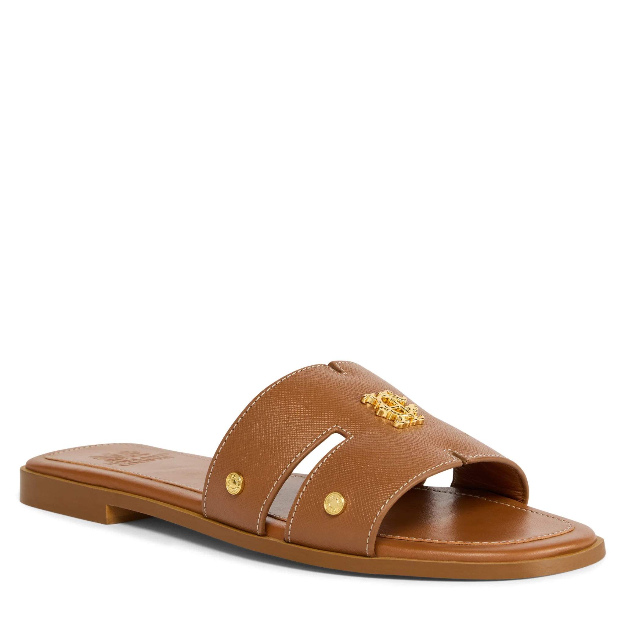 Womens Holland Cooper Tan Saffiano Heraldic Monogram Slides - Image 3