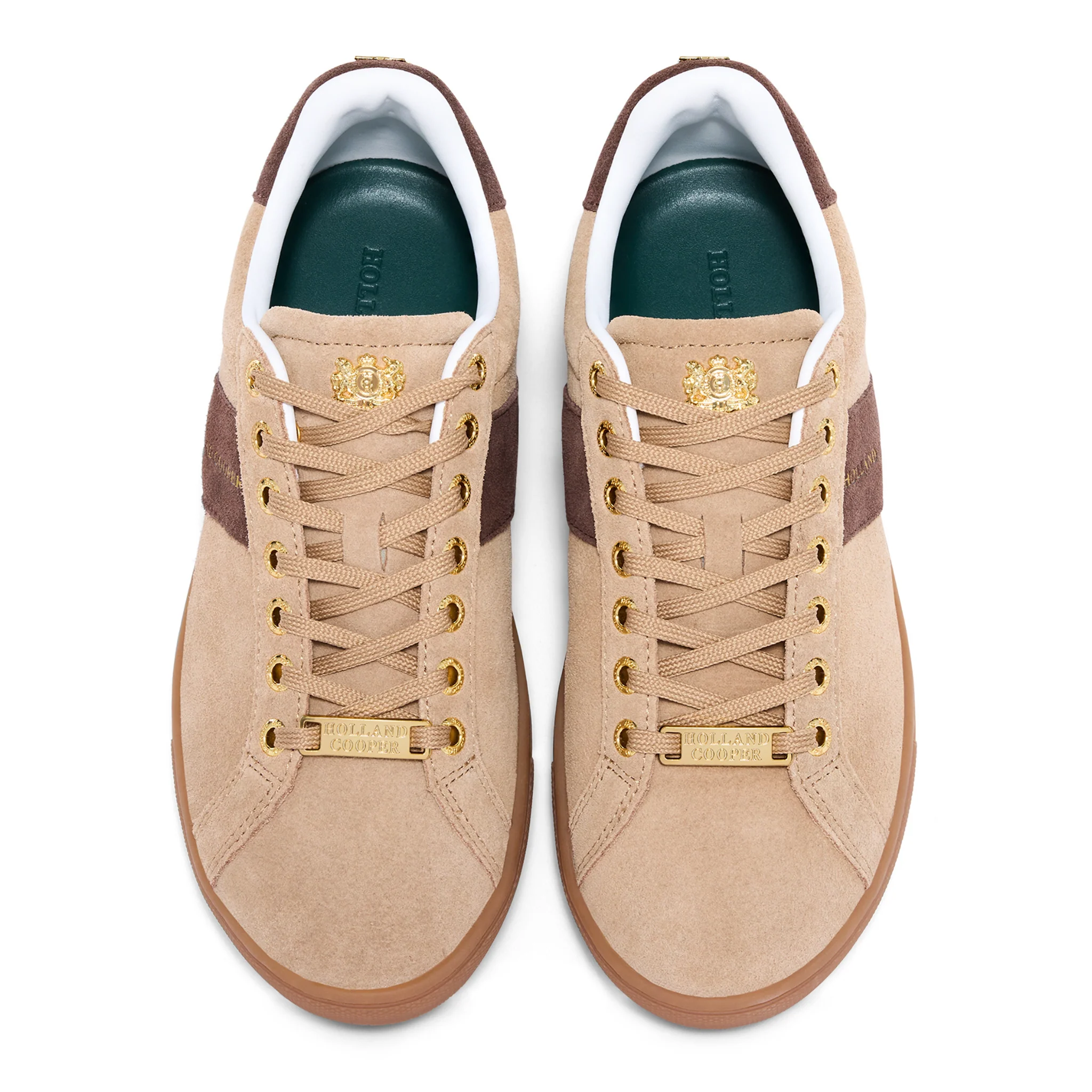 Womens Holland Cooper Taupe/Dark Chocolate Knightsbridge Court Suede Trainers - Image 4
