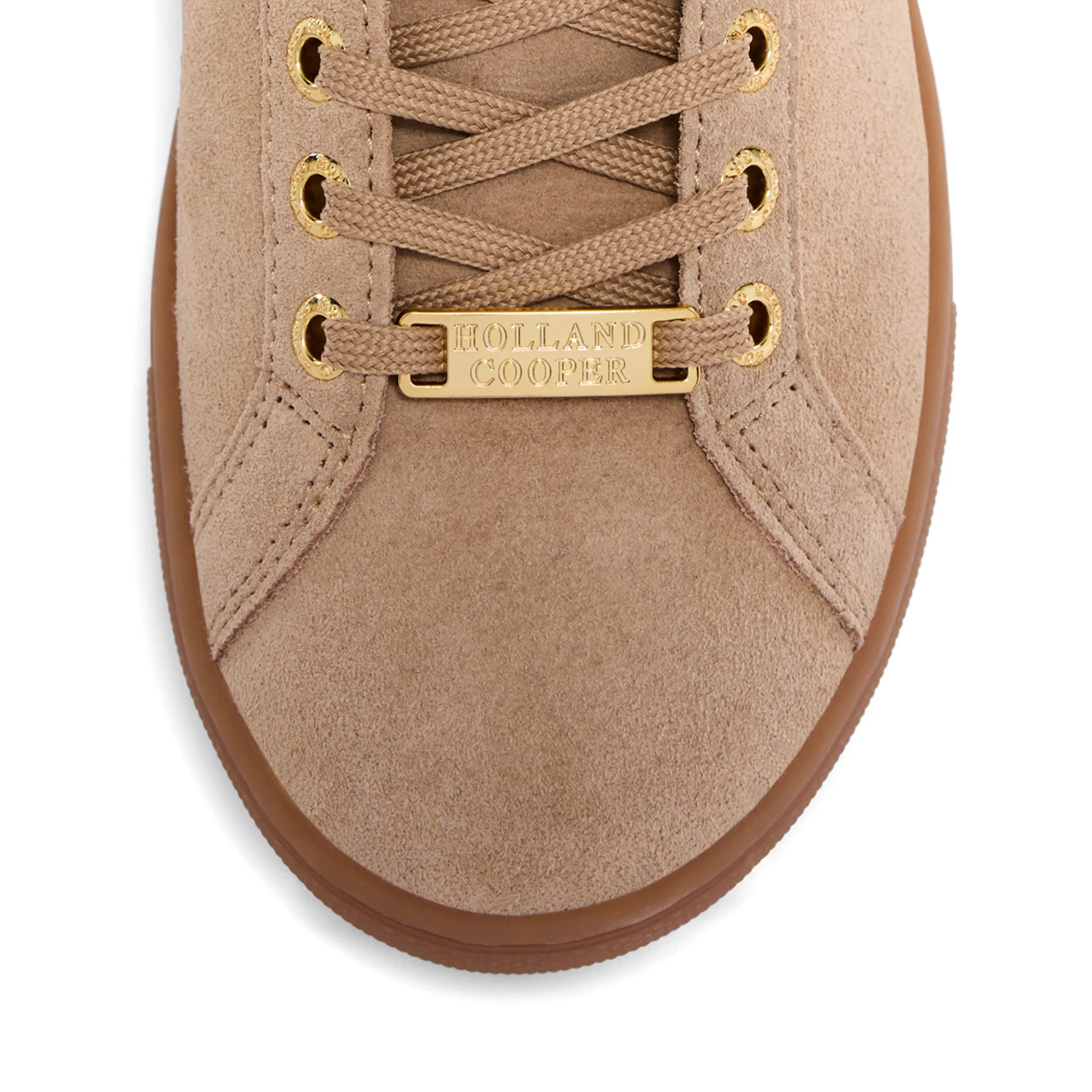 Womens Holland Cooper Taupe/Dark Chocolate Knightsbridge Court Suede Trainers - Image 5