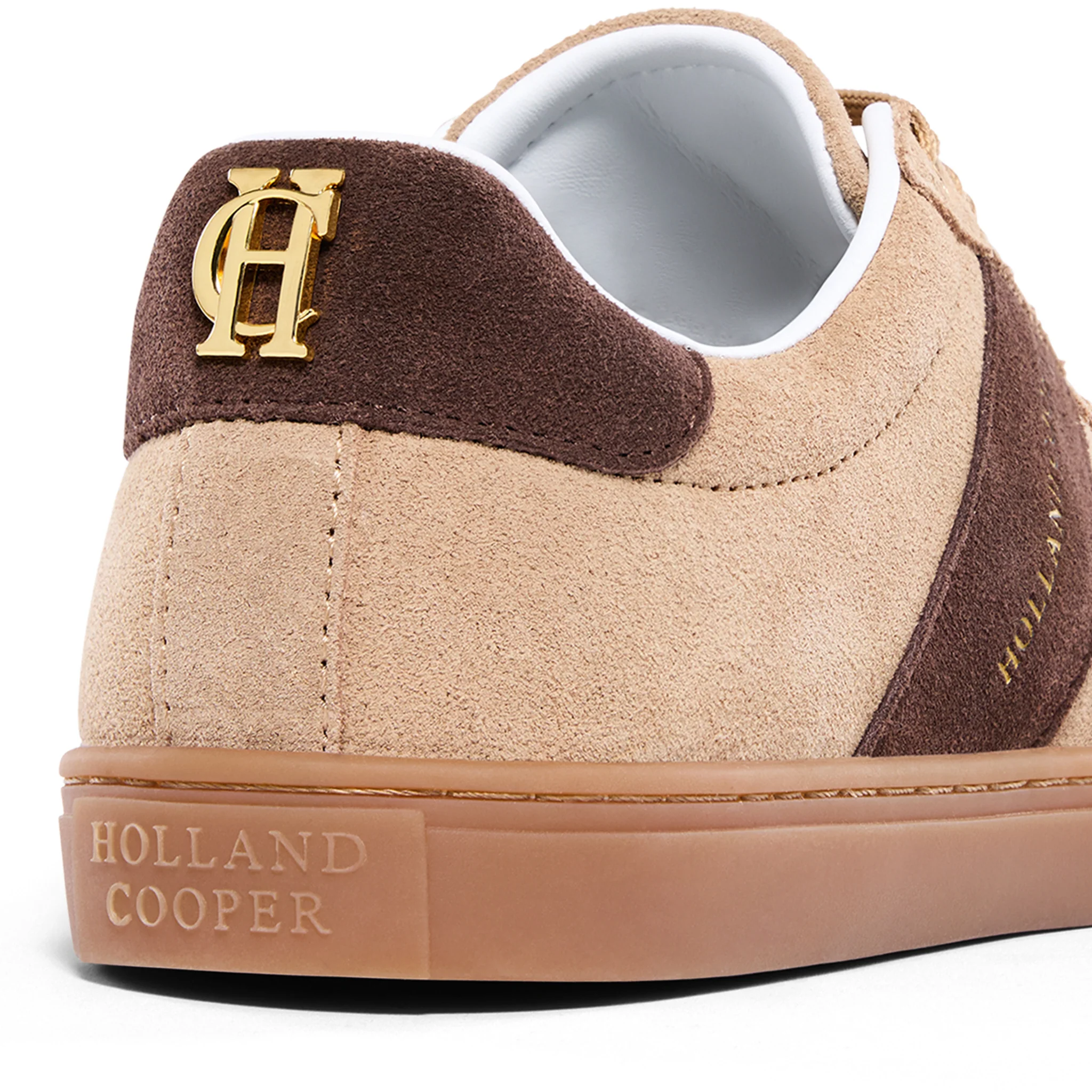Womens Holland Cooper Taupe/Dark Chocolate Knightsbridge Court Suede Trainers - Image 6