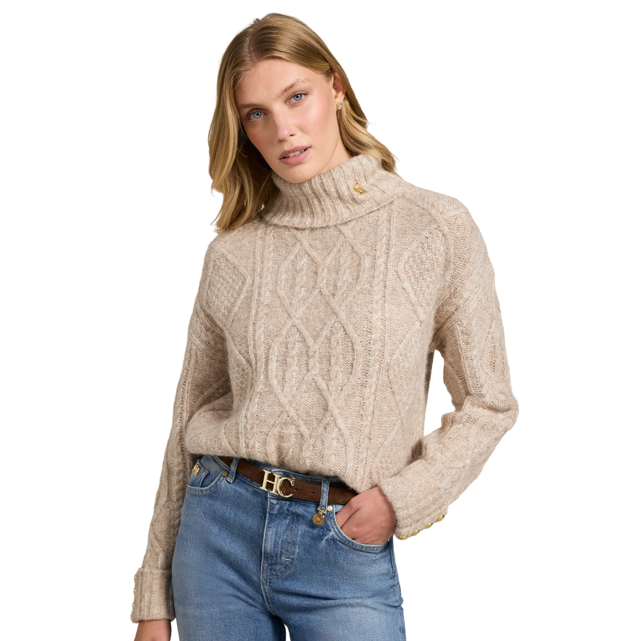 Womens Holland Cooper Taupe Noveli Roll Neck Knit Jumper - Image 2