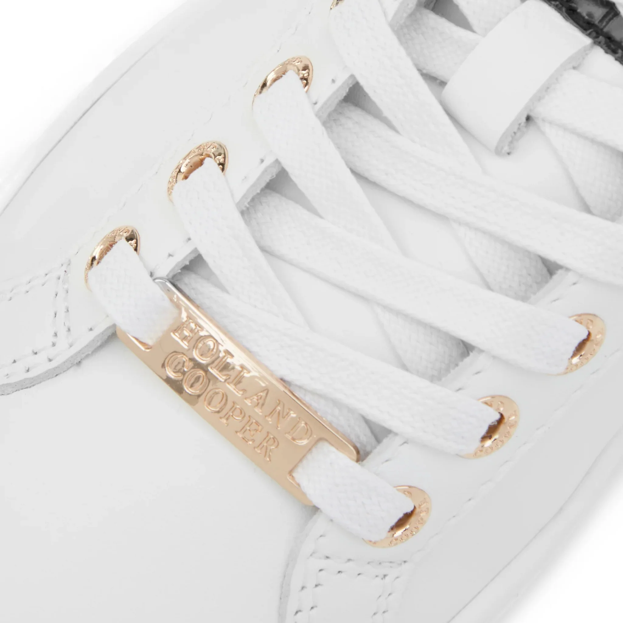 Womens Holland Cooper White/Black Croc Knightsbridge Court Trainers - Image 4