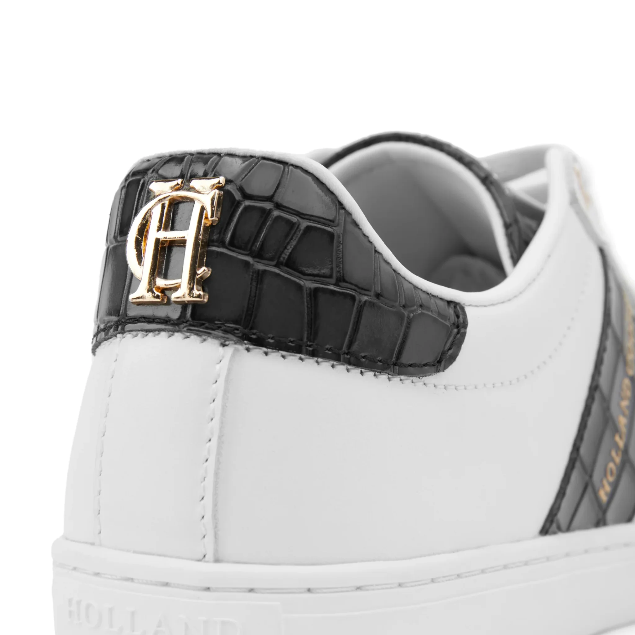 Womens Holland Cooper White/Black Croc Knightsbridge Court Trainers - Image 6