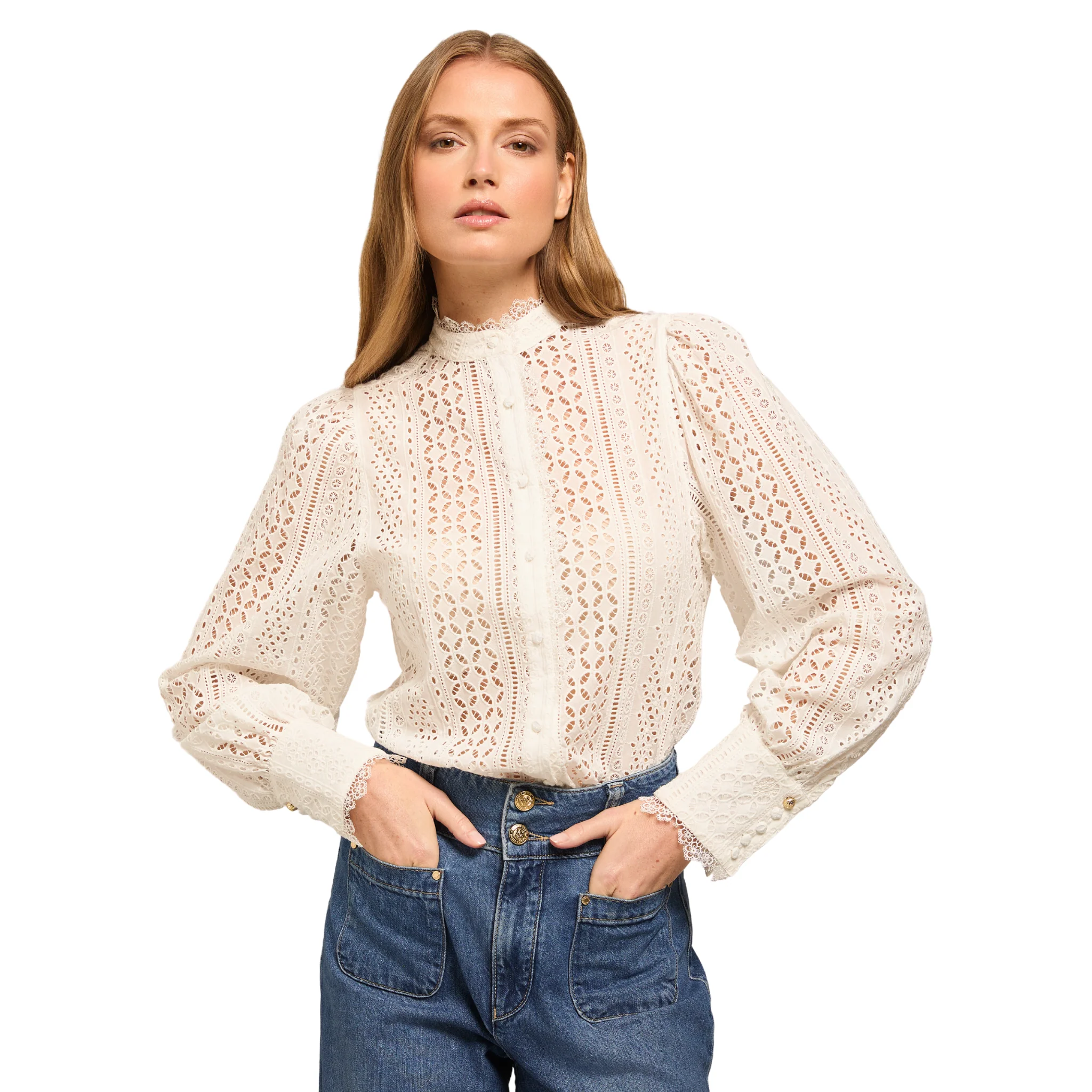 Womens Holland Cooper White Broderie Blouse - Image 2