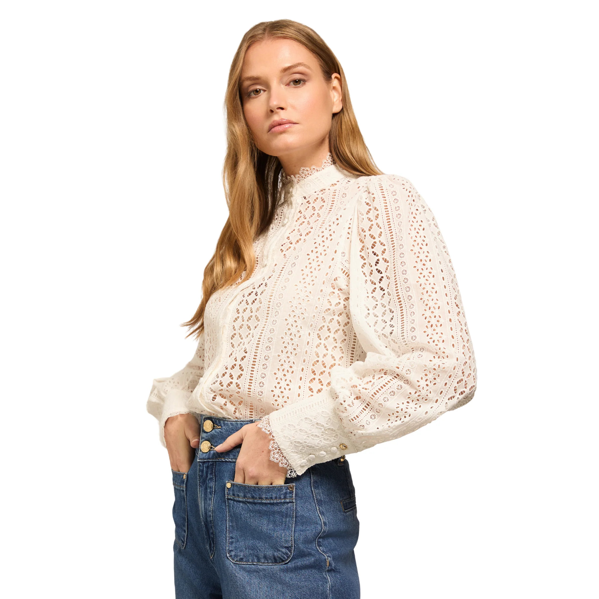 Womens Holland Cooper White Broderie Blouse - Image 3