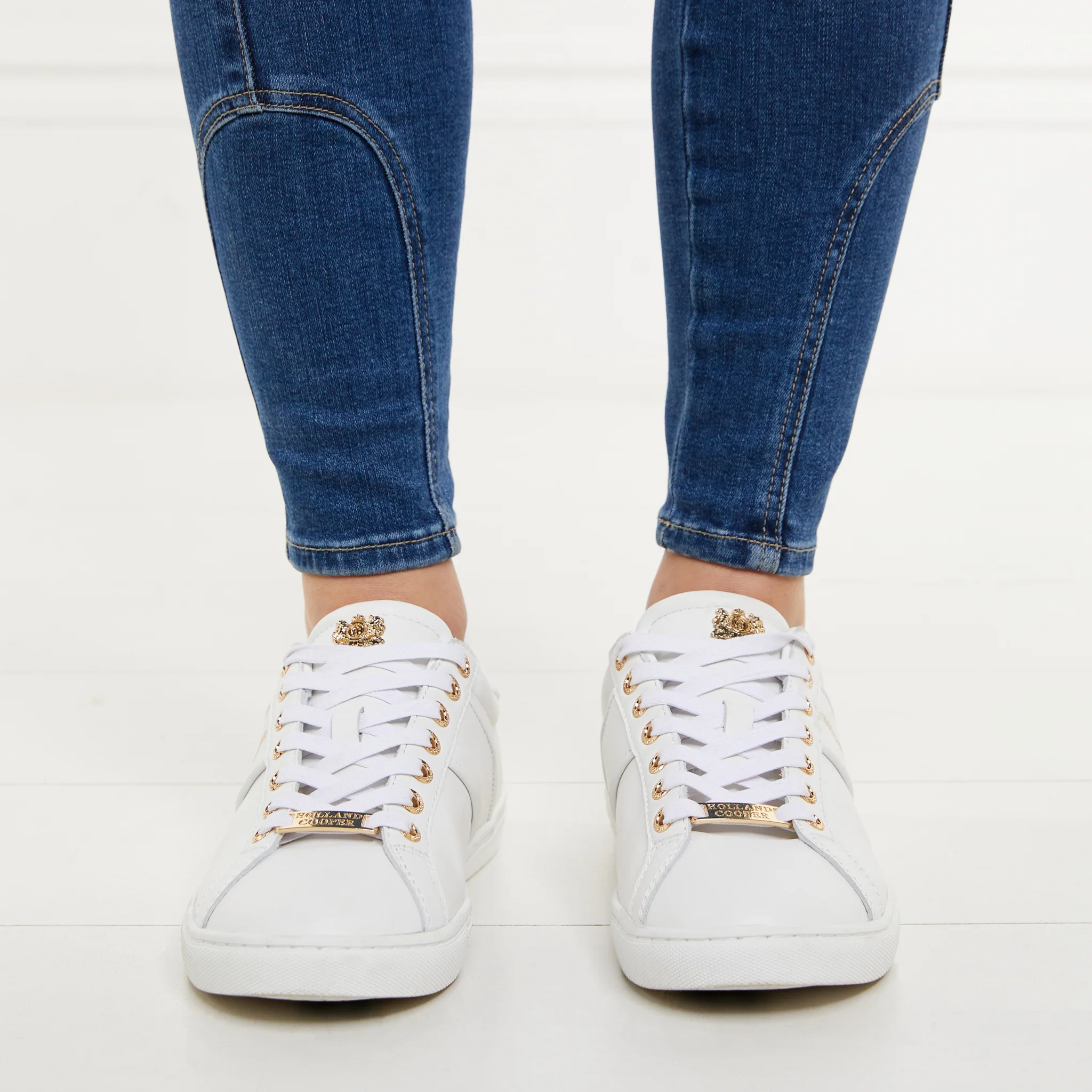 Womens Holland Cooper White Knightsbridge Court Trainers - Image 4
