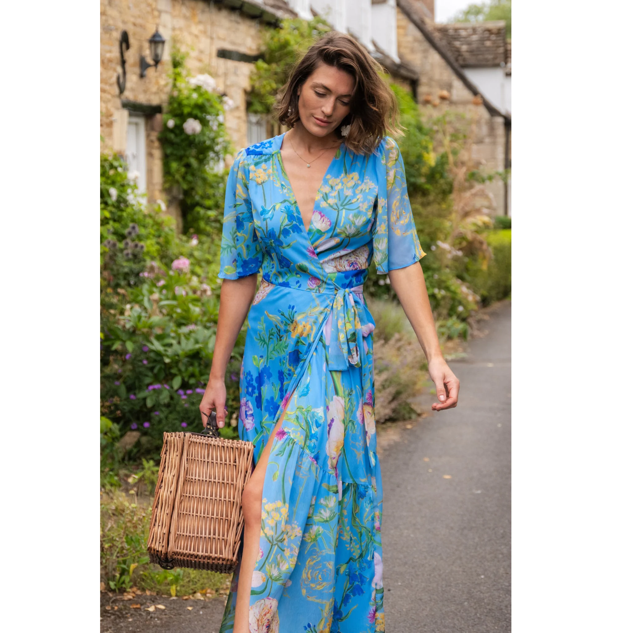 Womens Hope & Ivy Blue Alyssa Wrap Dress - Image 6