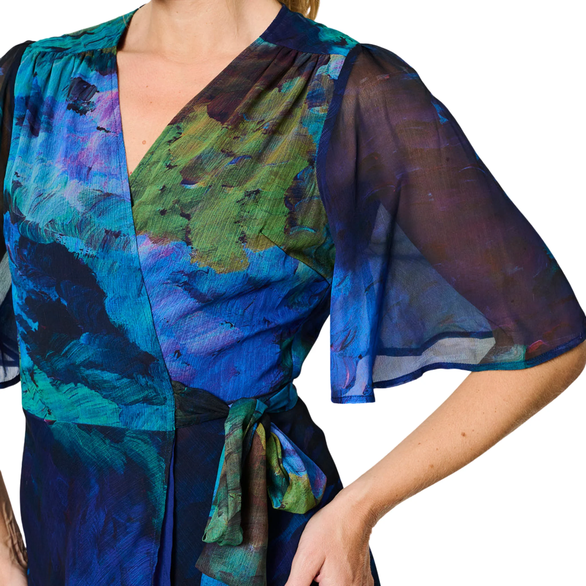 Womens Hope & Ivy Blue The Jacqueline Wrap Dress - Image 5