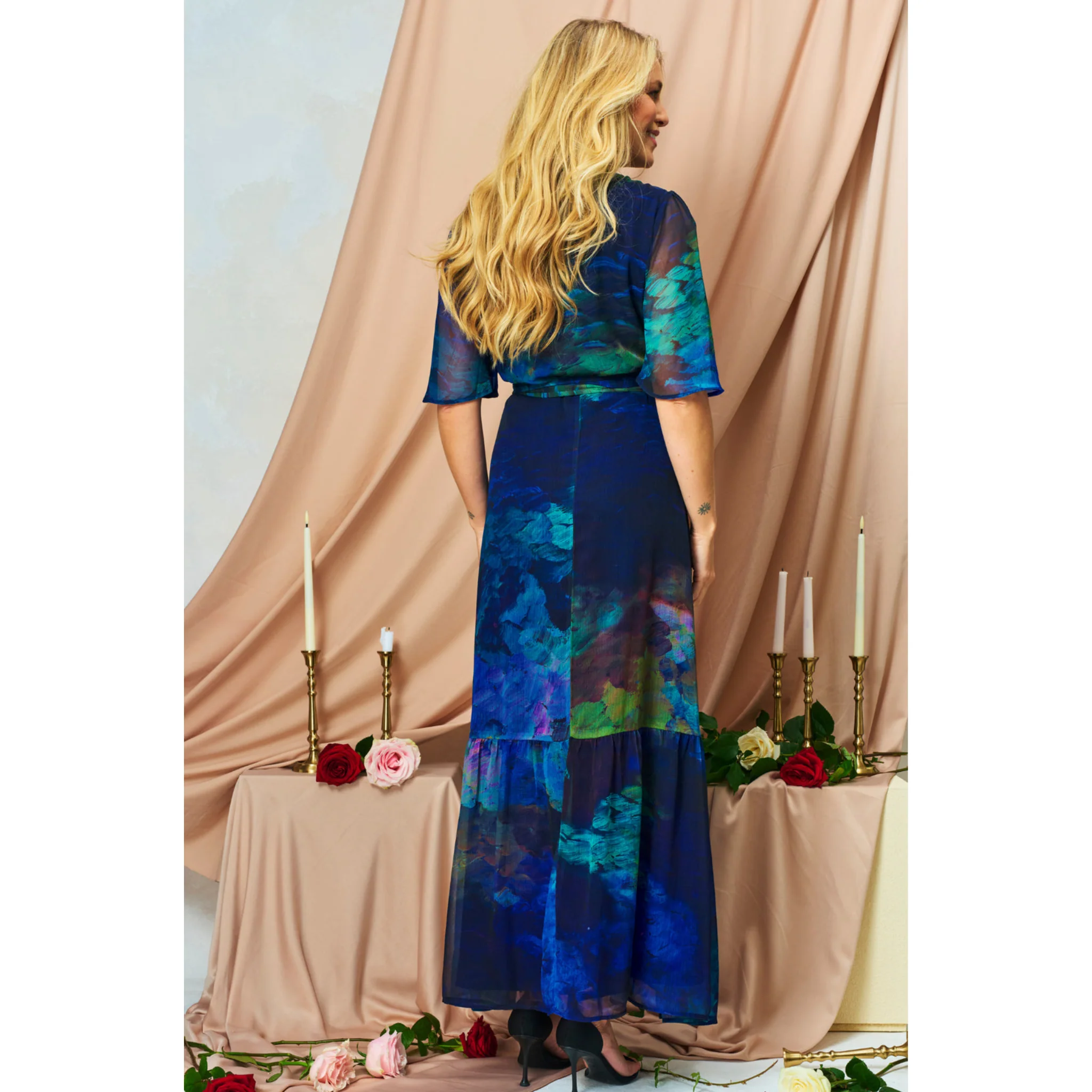 Womens Hope & Ivy Blue The Jacqueline Wrap Dress - Image 6